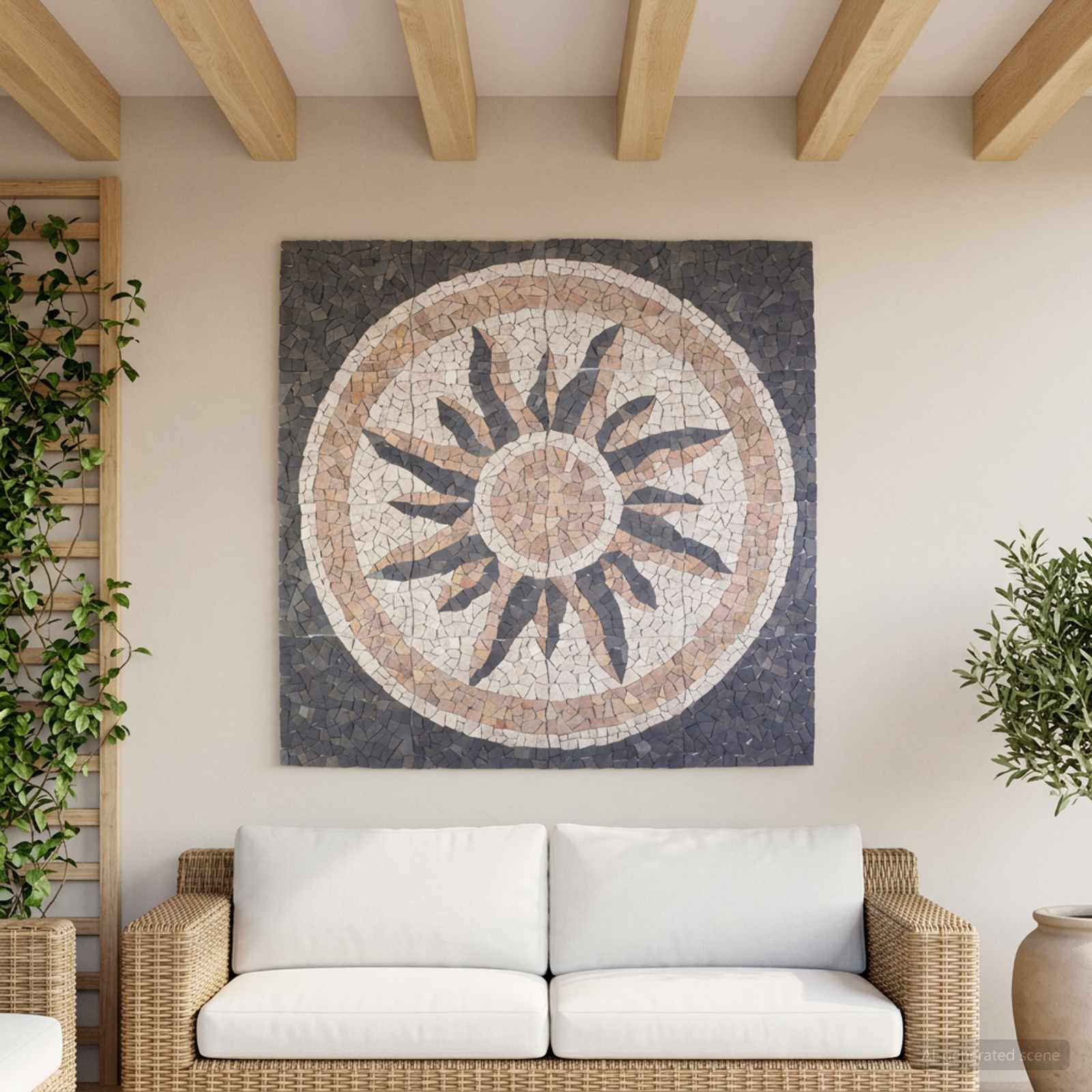 Mosaikfliesen Sonnenmuster Mehrfarbig 120 x 120 cm Marmor