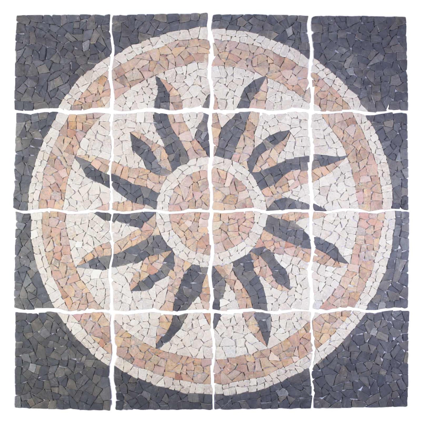 Mosaikfliesen Sonnenmuster Mehrfarbig 120 x 120 cm Marmor
