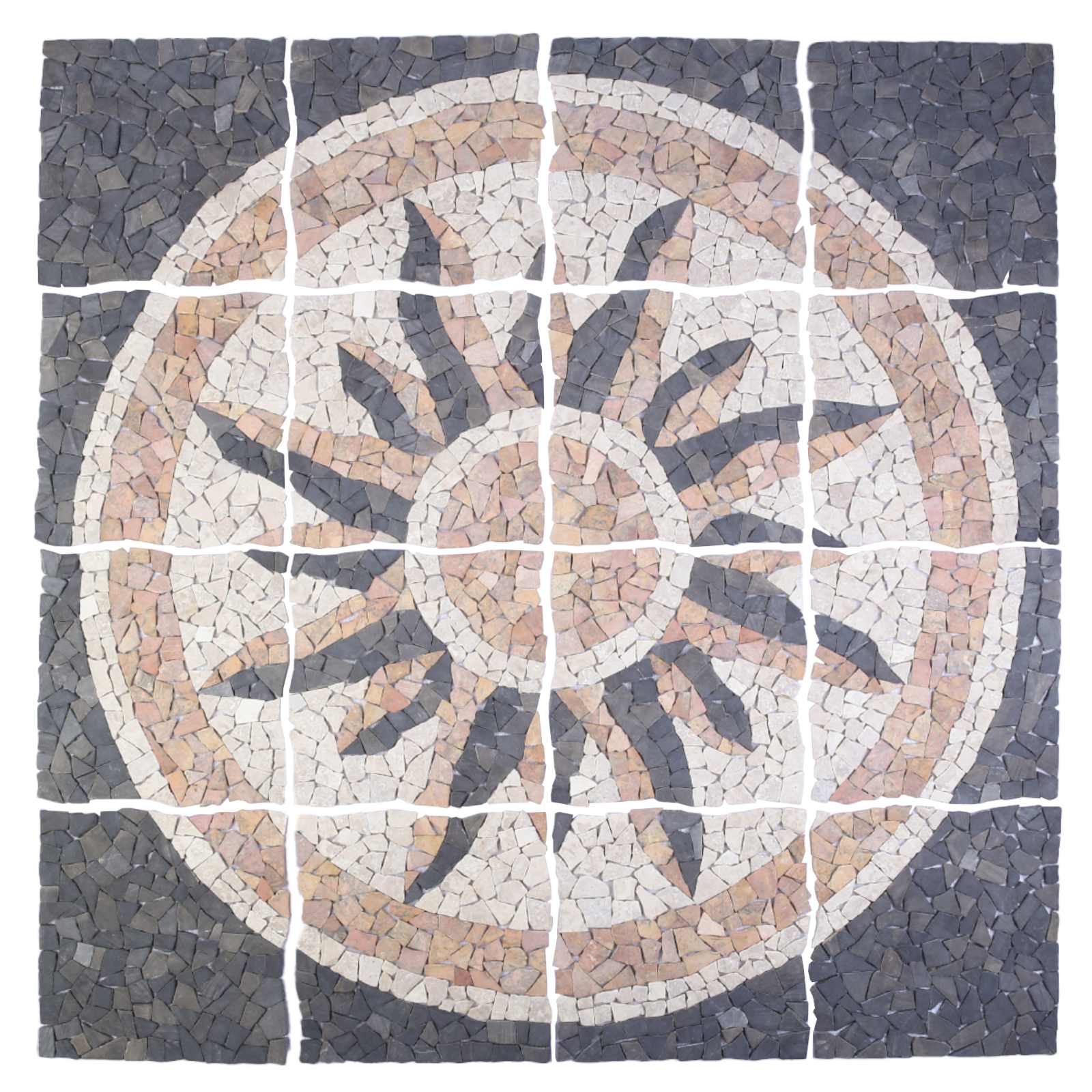 Mosaikfliesen Sonnenmuster Mehrfarbig 120 x 120 cm Marmor
