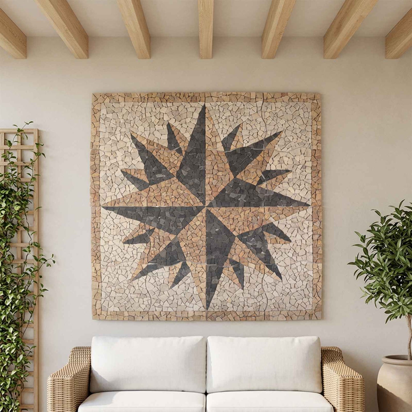 Mosaikfliesen Windmuster Mehrfarbig 120 x 120 cm Marmor