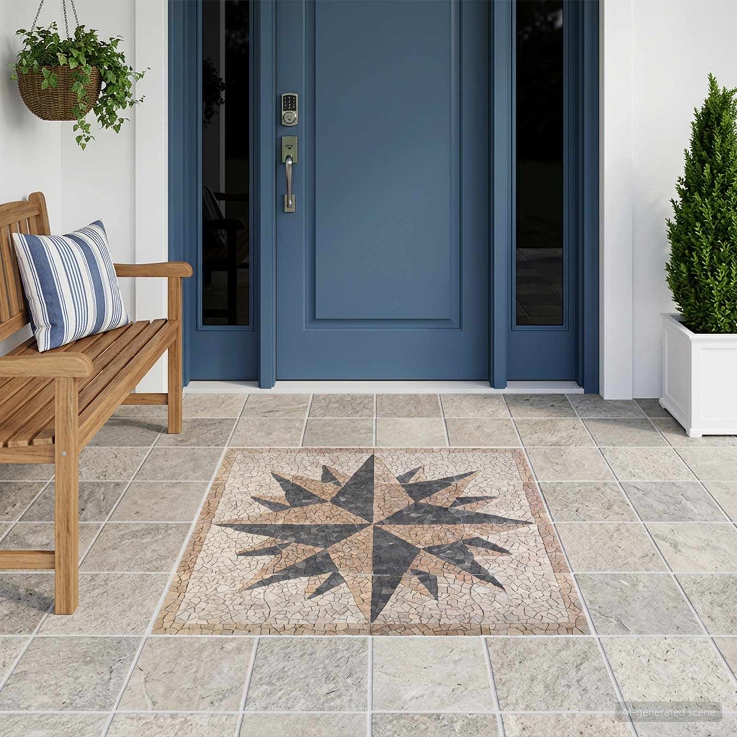 Mosaikfliesen Windmuster Mehrfarbig 120 x 120 cm Marmor