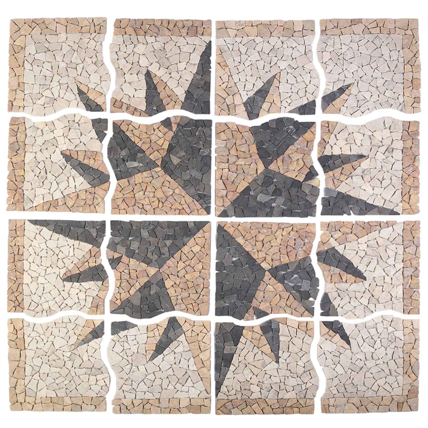 Mosaikfliesen Windmuster Mehrfarbig 120 x 120 cm Marmor