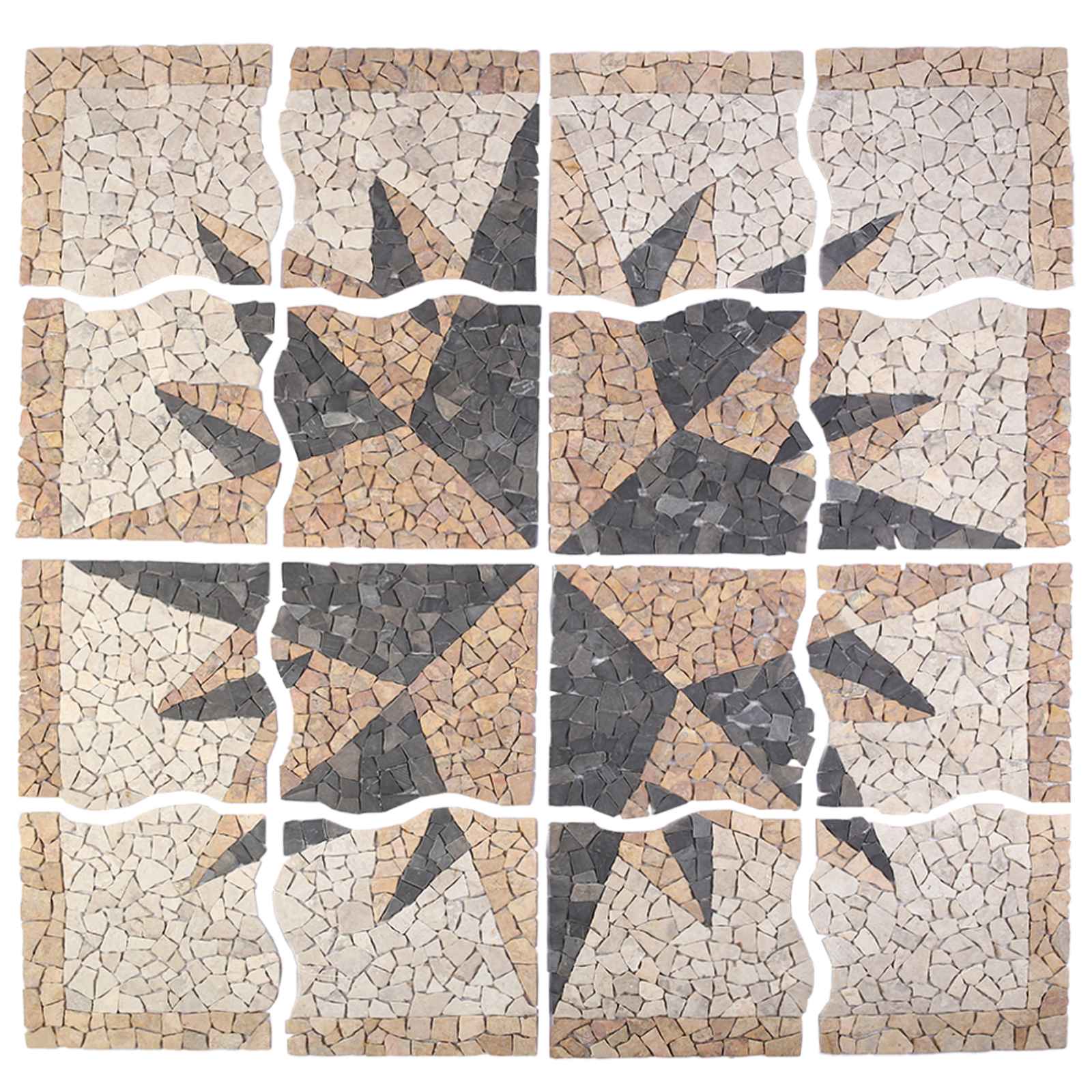 Mosaikfliesen Windmuster Mehrfarbig 120 x 120 cm Marmor