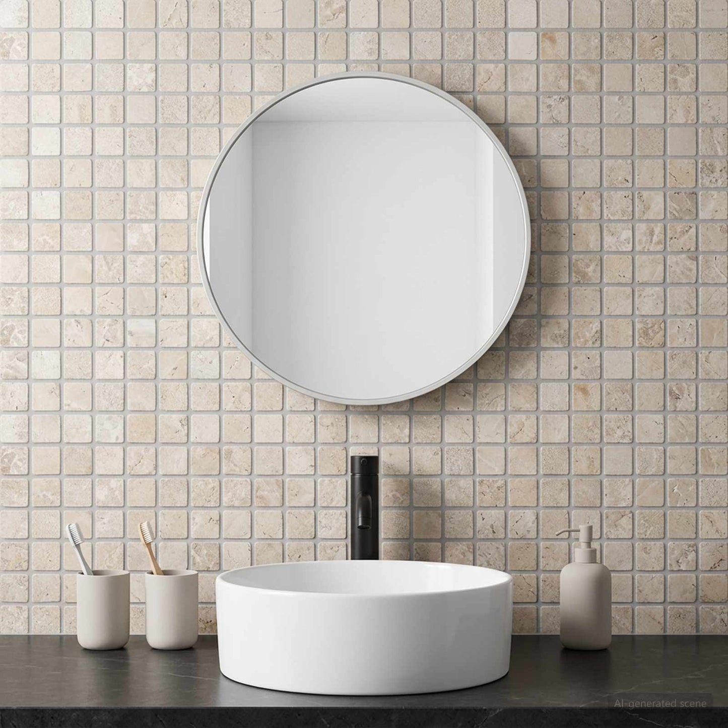 Mosaikfliesen Creme 30 x 30 cm Marmor