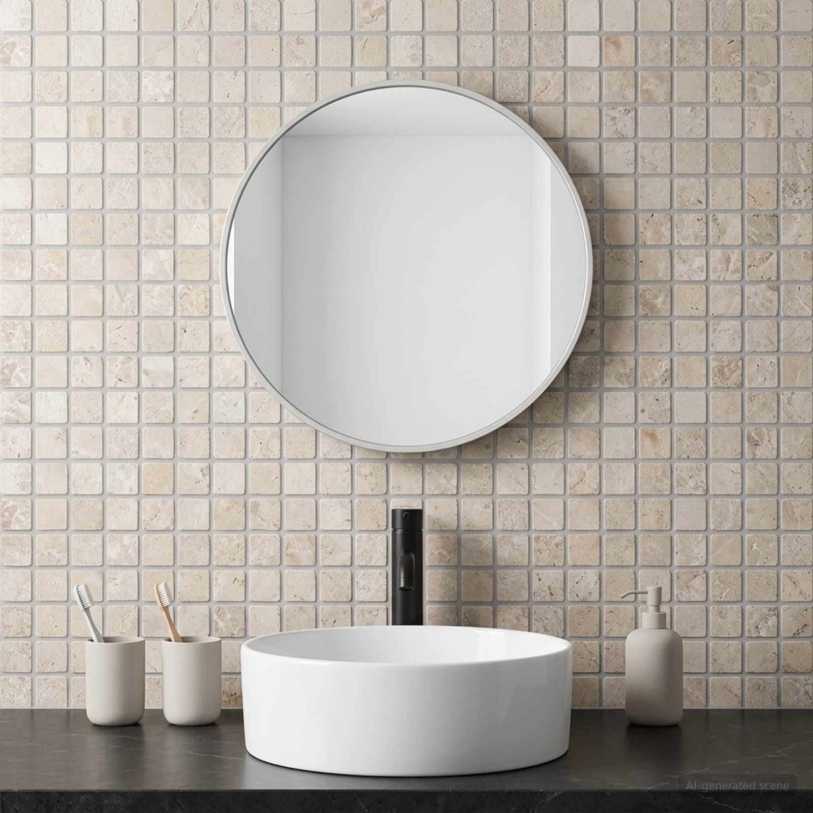 Mosaikfliesen Creme 30 x 30 cm Marmor
