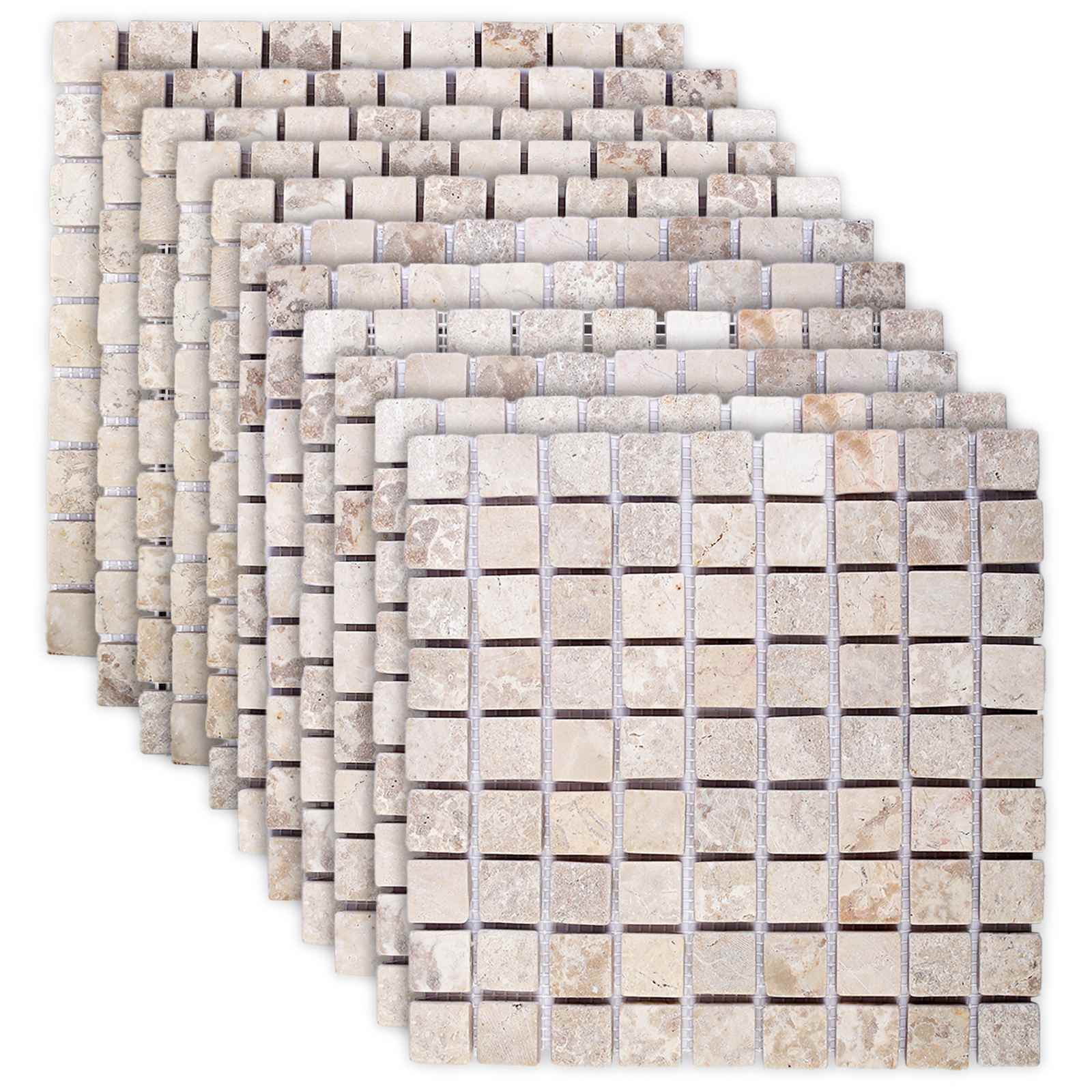 Mosaikfliesen Creme 30 x 30 cm Marmor
