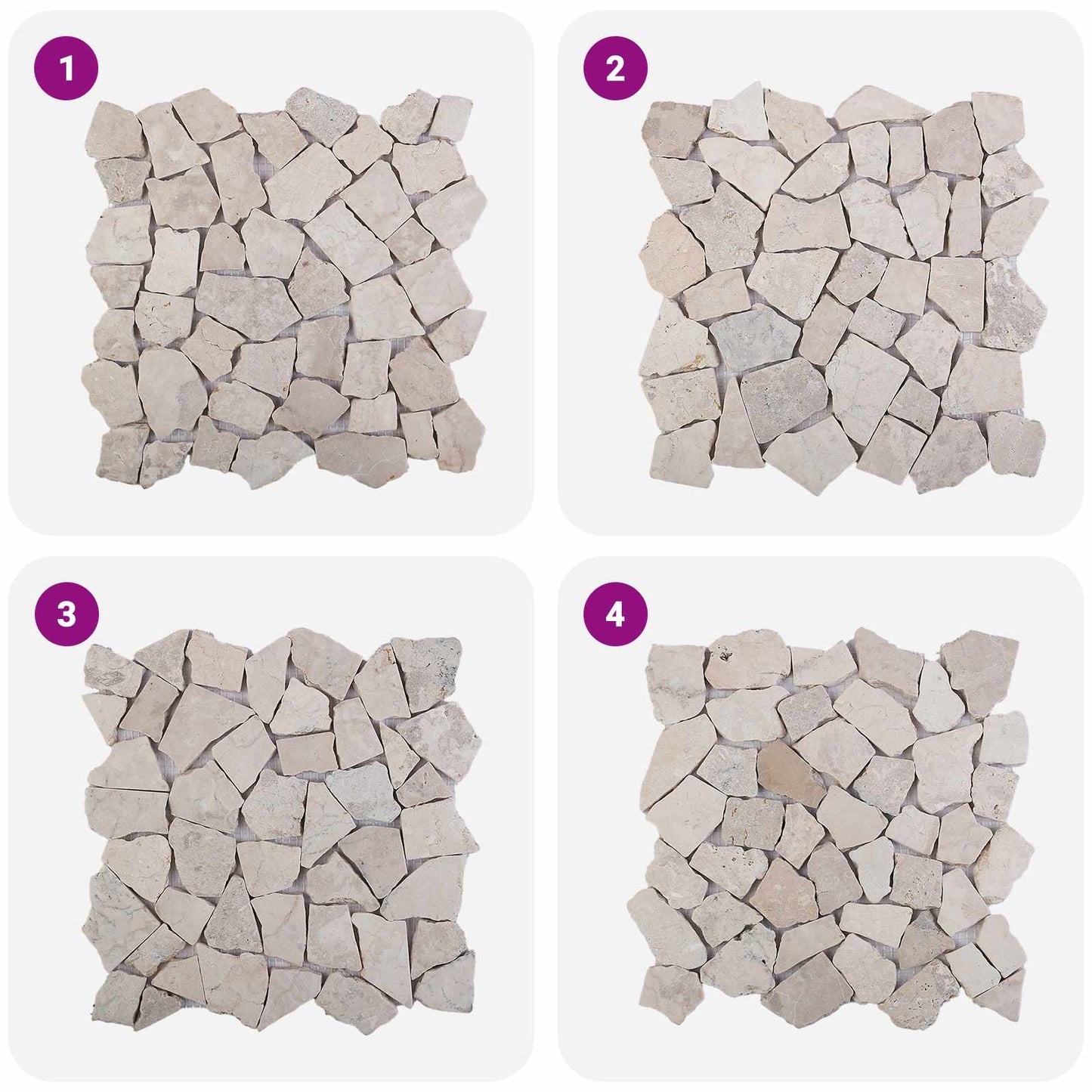 Mosaikfliesen Creme 30 x 30 cm Marmor