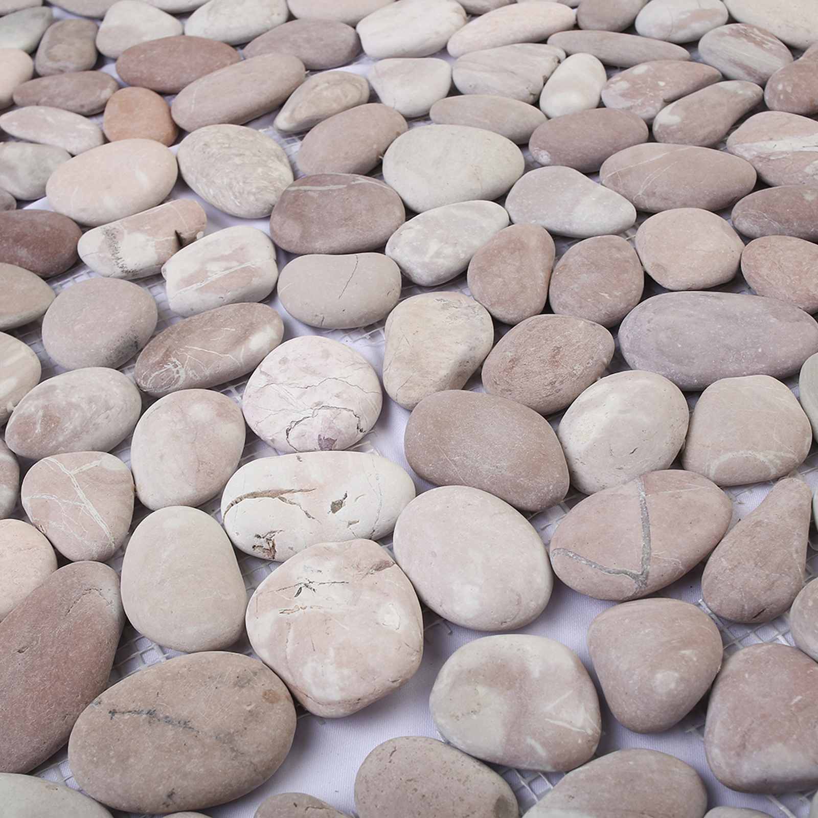 Kieselplatten Beige und Blassrosa 30 x 30 cm Flusskiesel