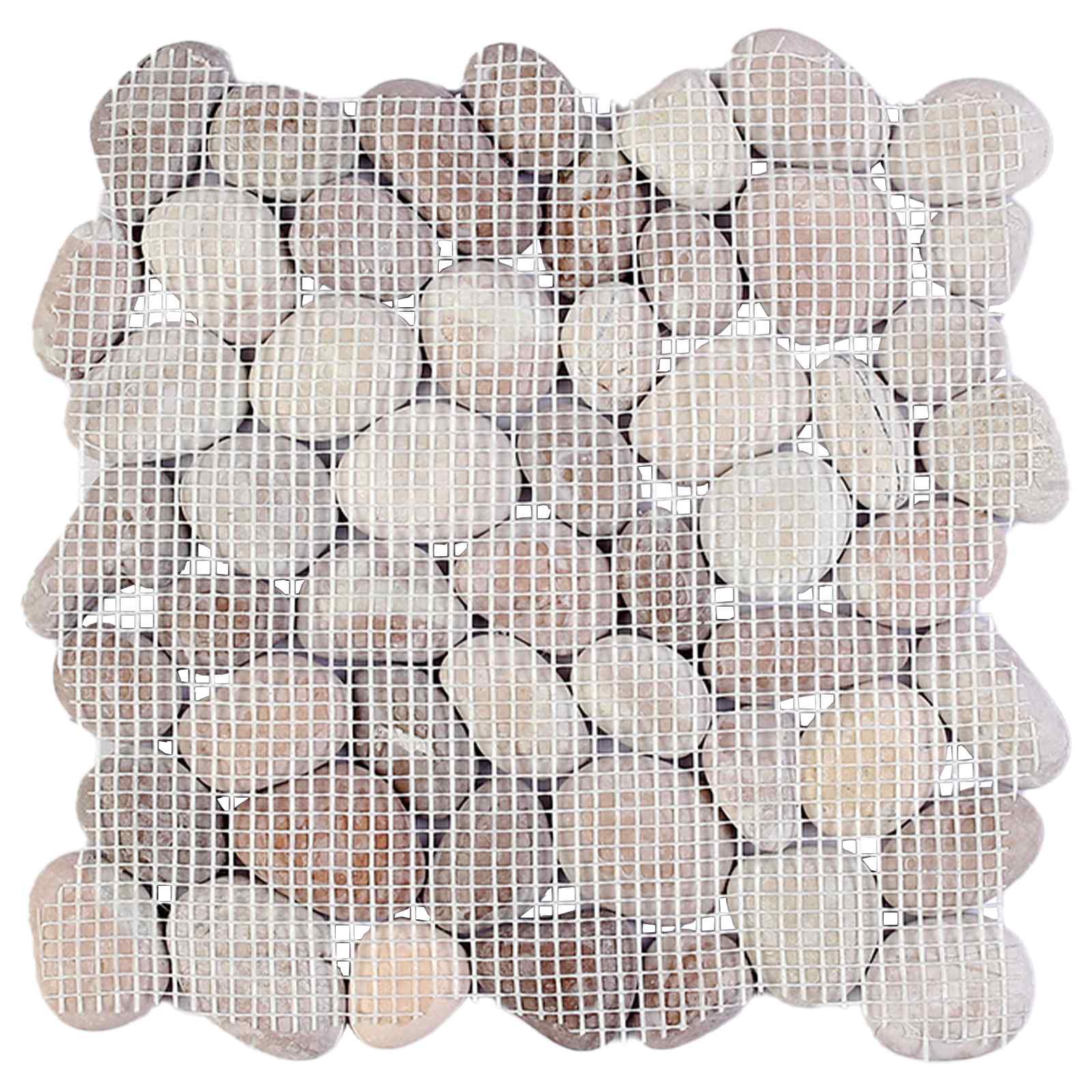 Kieselplatten Beige und Blassrosa 30 x 30 cm Flusskiesel