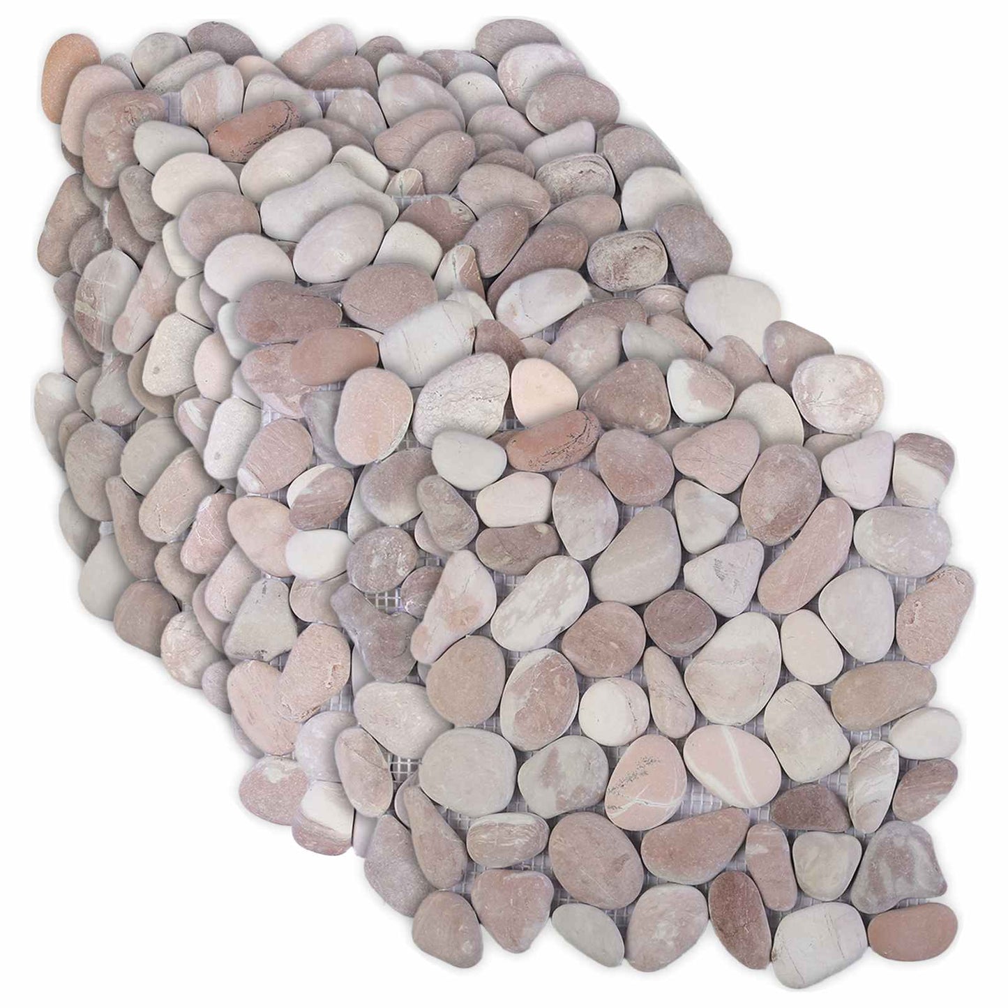 Kieselplatten Beige und Blassrosa 30 x 30 cm Flusskiesel