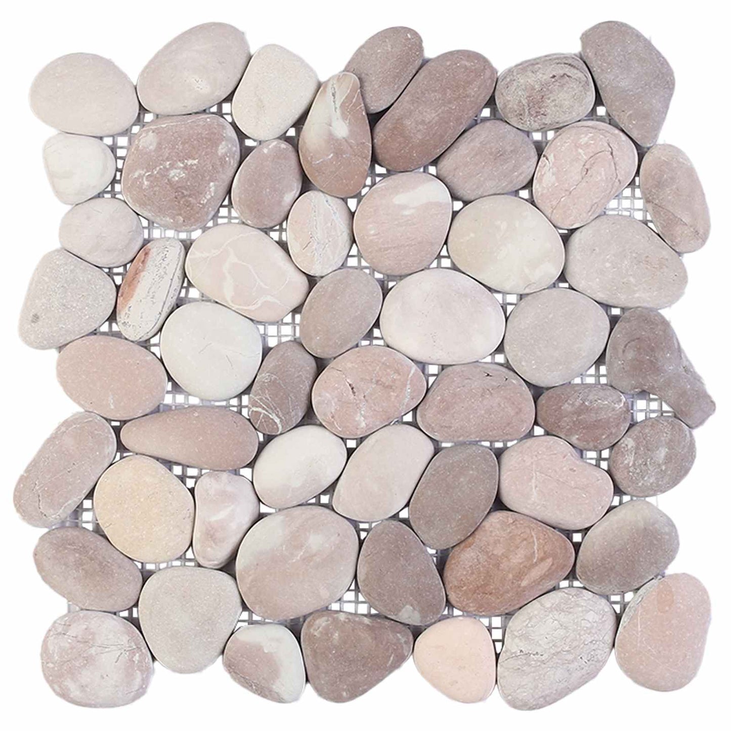 Kieselplatten Beige und Blassrosa 30 x 30 cm Flusskiesel