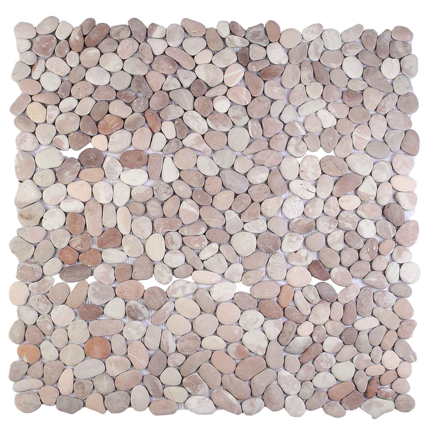 Kieselplatten Beige und Blassrosa 30 x 30 cm Flusskiesel