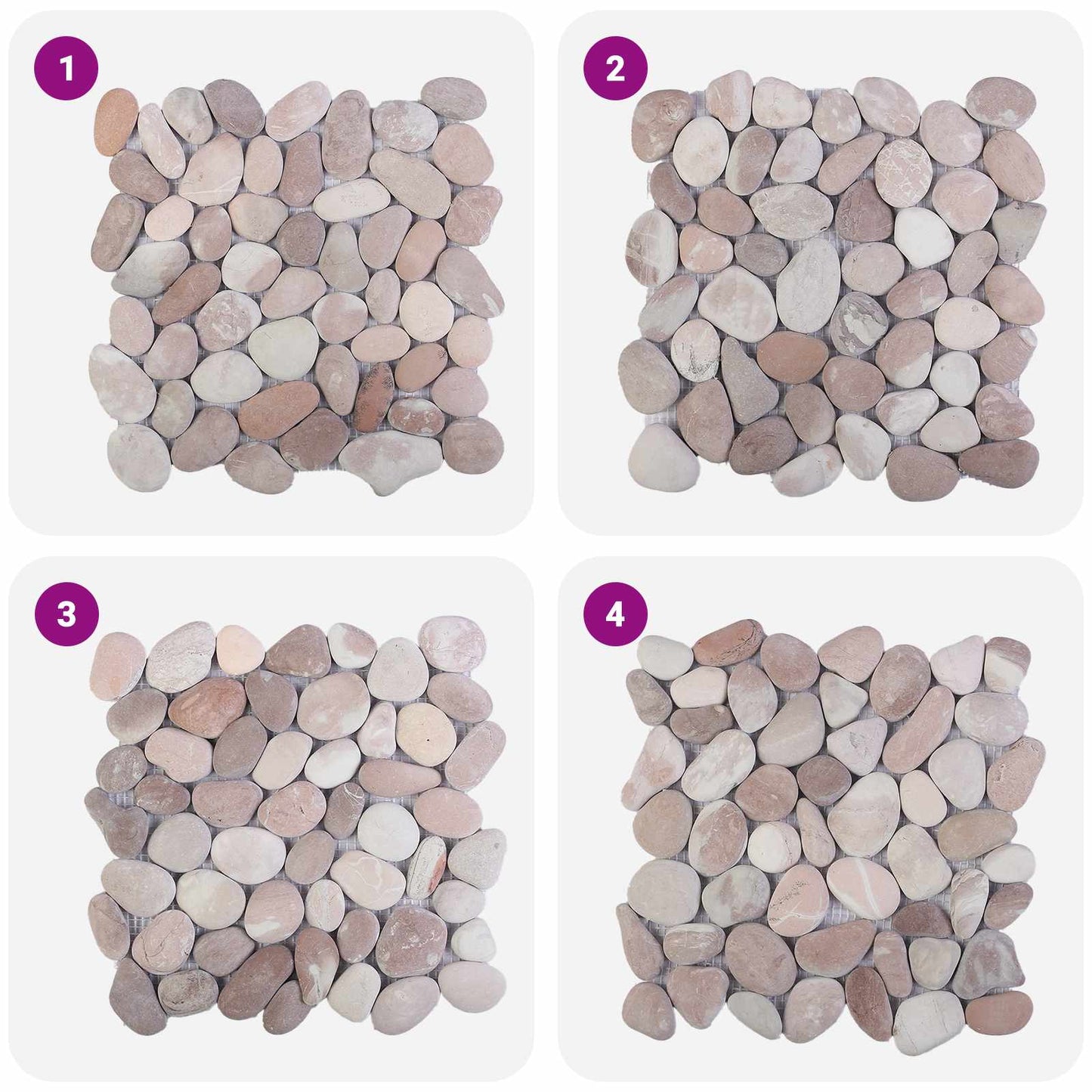 Kieselplatten Beige und Blassrosa 30 x 30 cm Flusskiesel