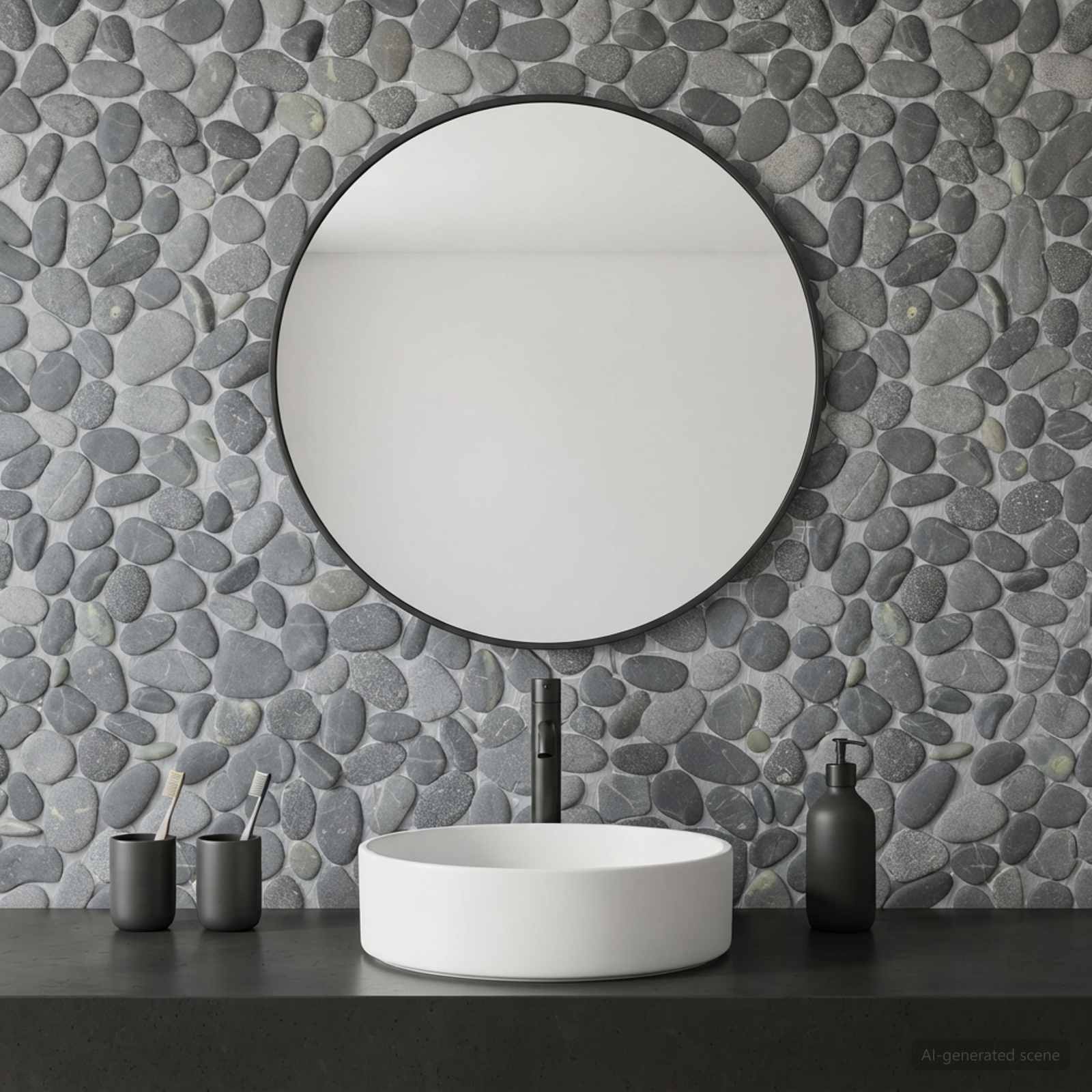 Kieselplatten Grau 30 x 30 cm Flusskiesel
