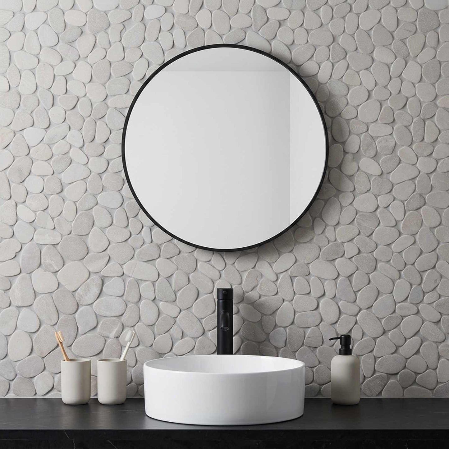 Kieselplatten Taupe 30 x 30 cm Flusskiesel