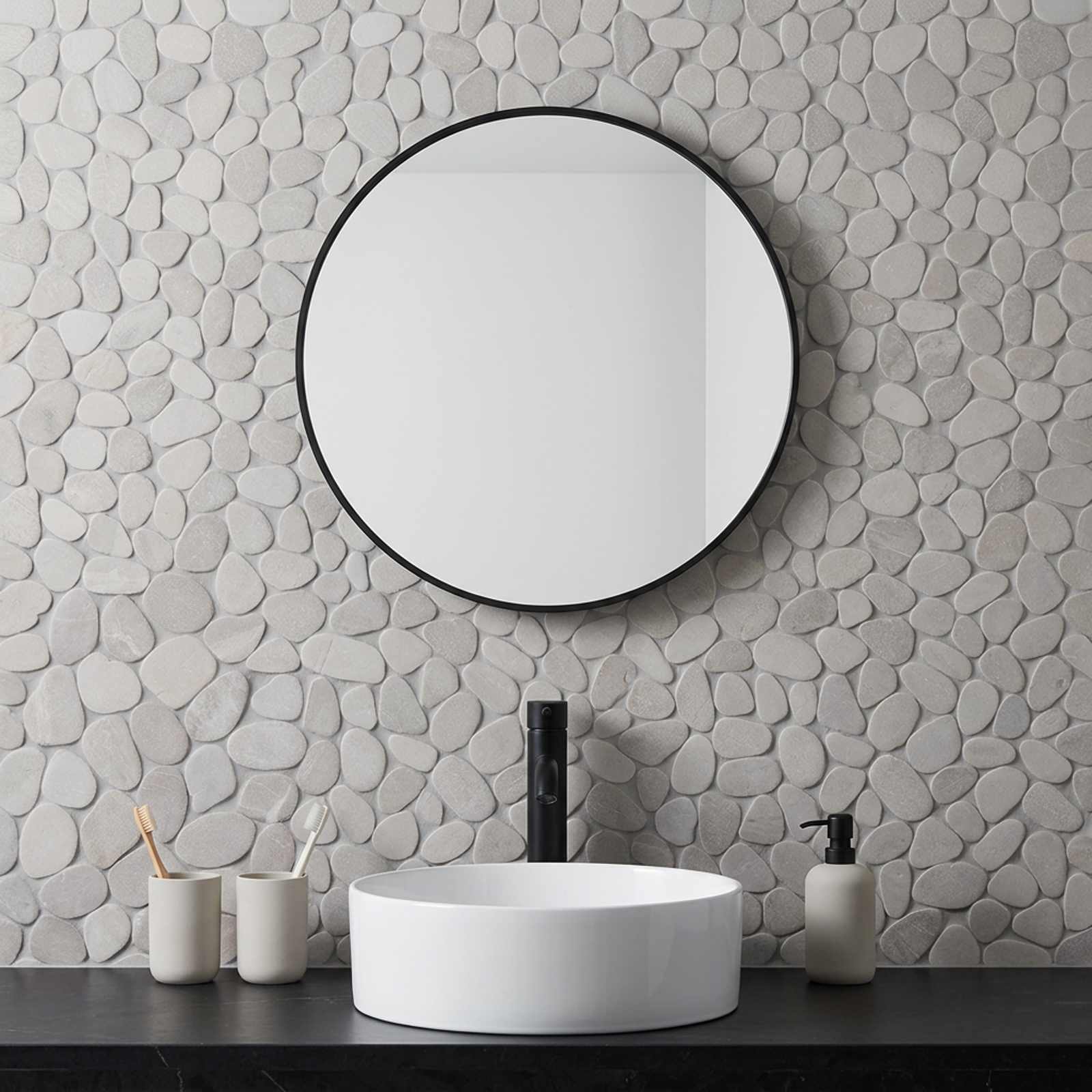 Kieselplatten Taupe 30 x 30 cm Flusskiesel