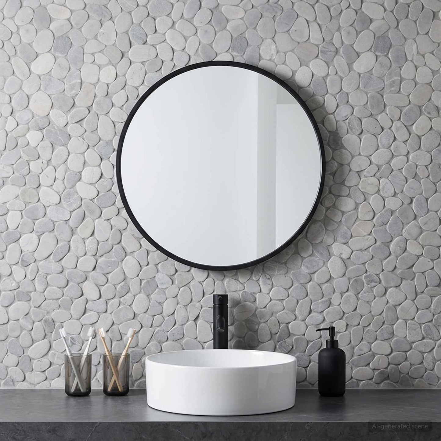 Kieselplatten Grau 30 x 30 cm Flusskiesel