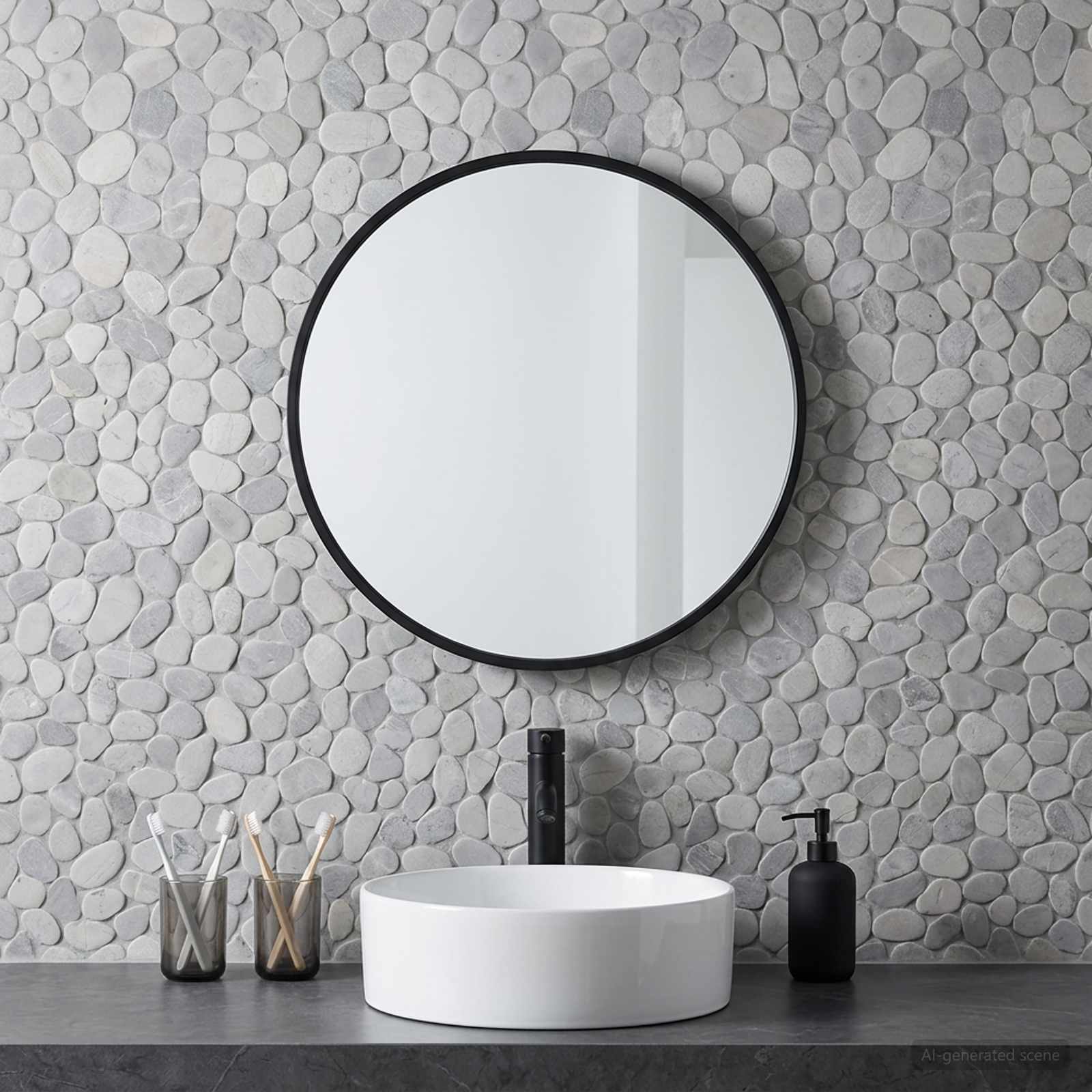 Kieselplatten Grau 30 x 30 cm Flusskiesel