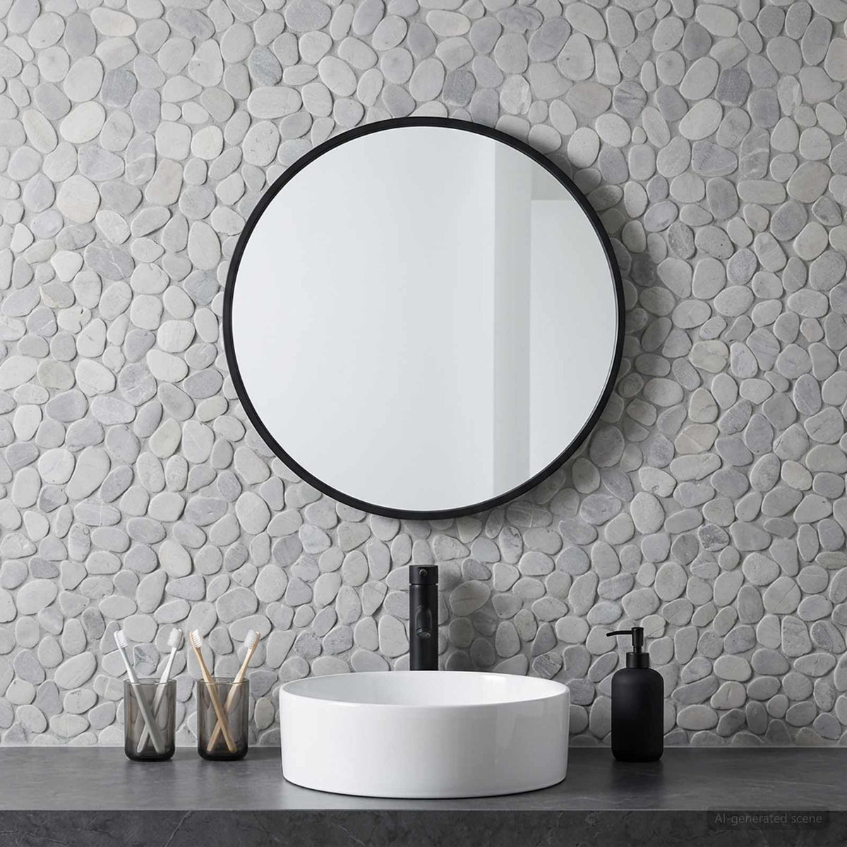 Kieselplatten Grau 30 x 30 cm Flusskiesel