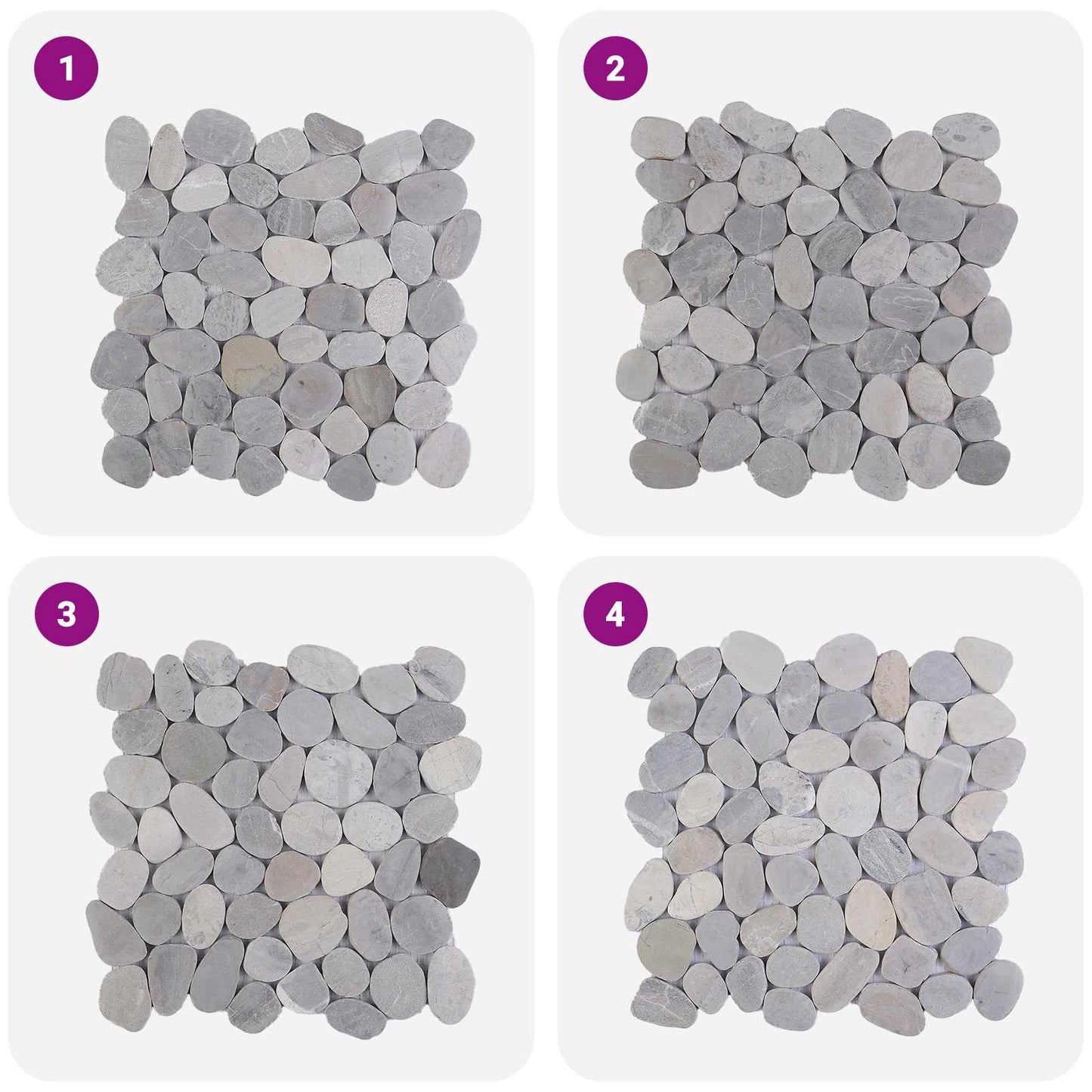 Kieselplatten Grau 30 x 30 cm Flusskiesel
