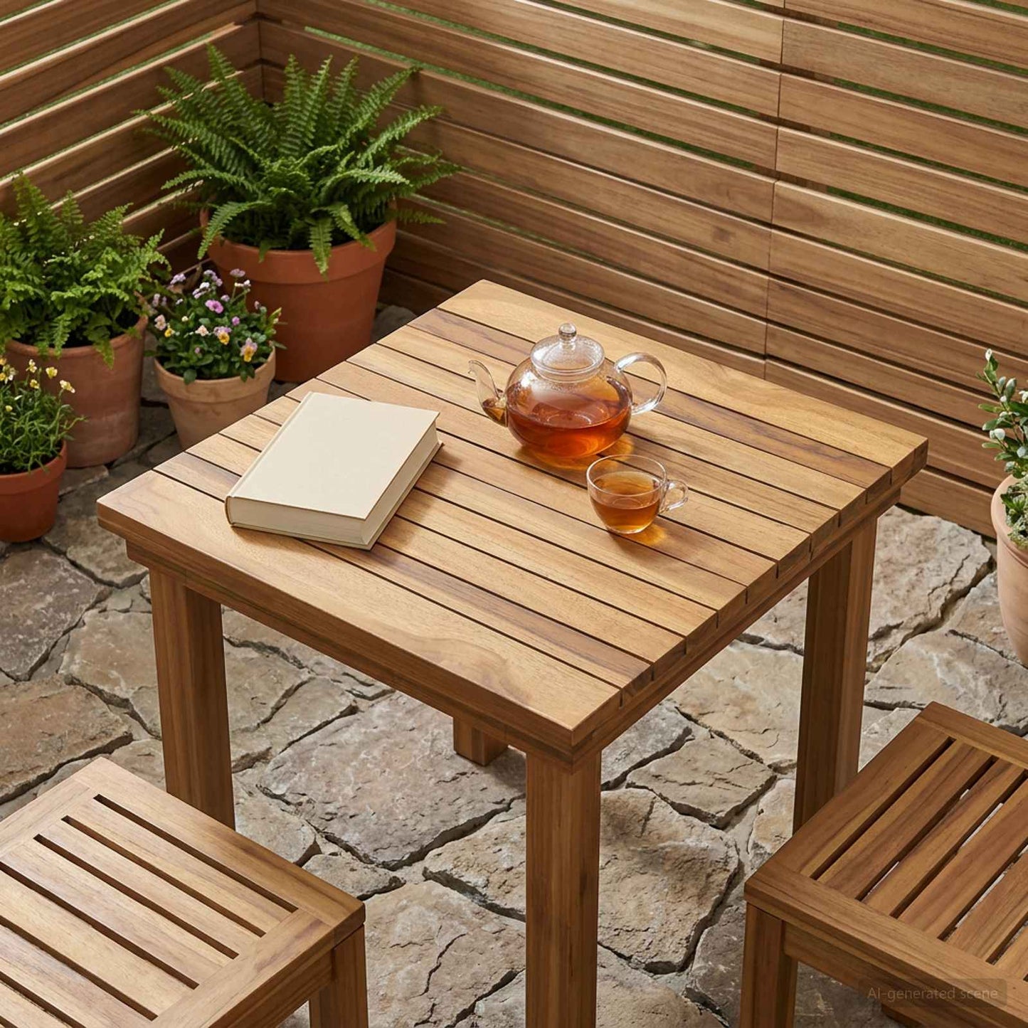 Tischplatte 40 x 40 x 3,5 cm Quadratisch Massives Teakholz