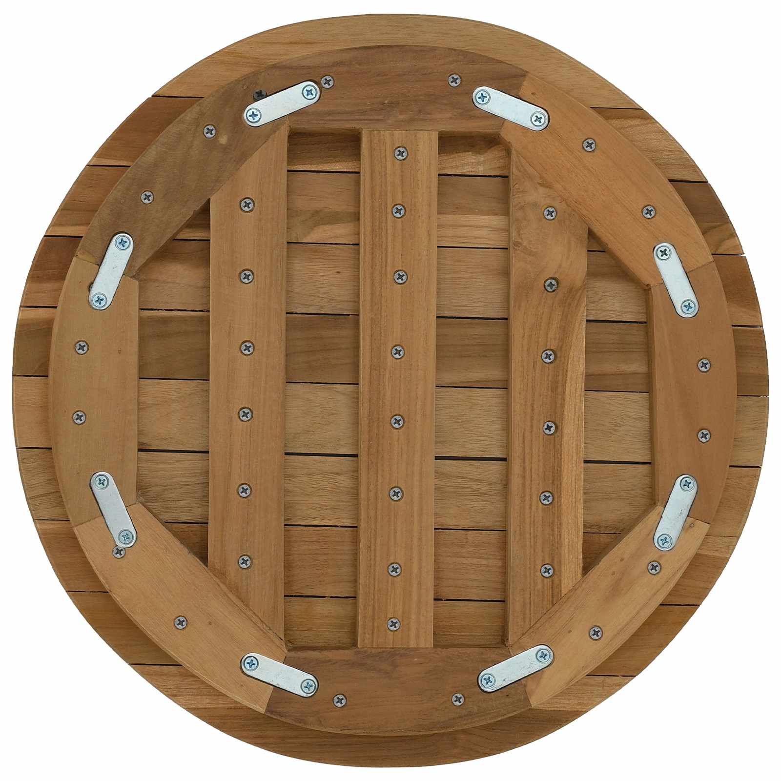 Tischplatte Ø 40 x 3,5 Rund Massives Teakholz Natur