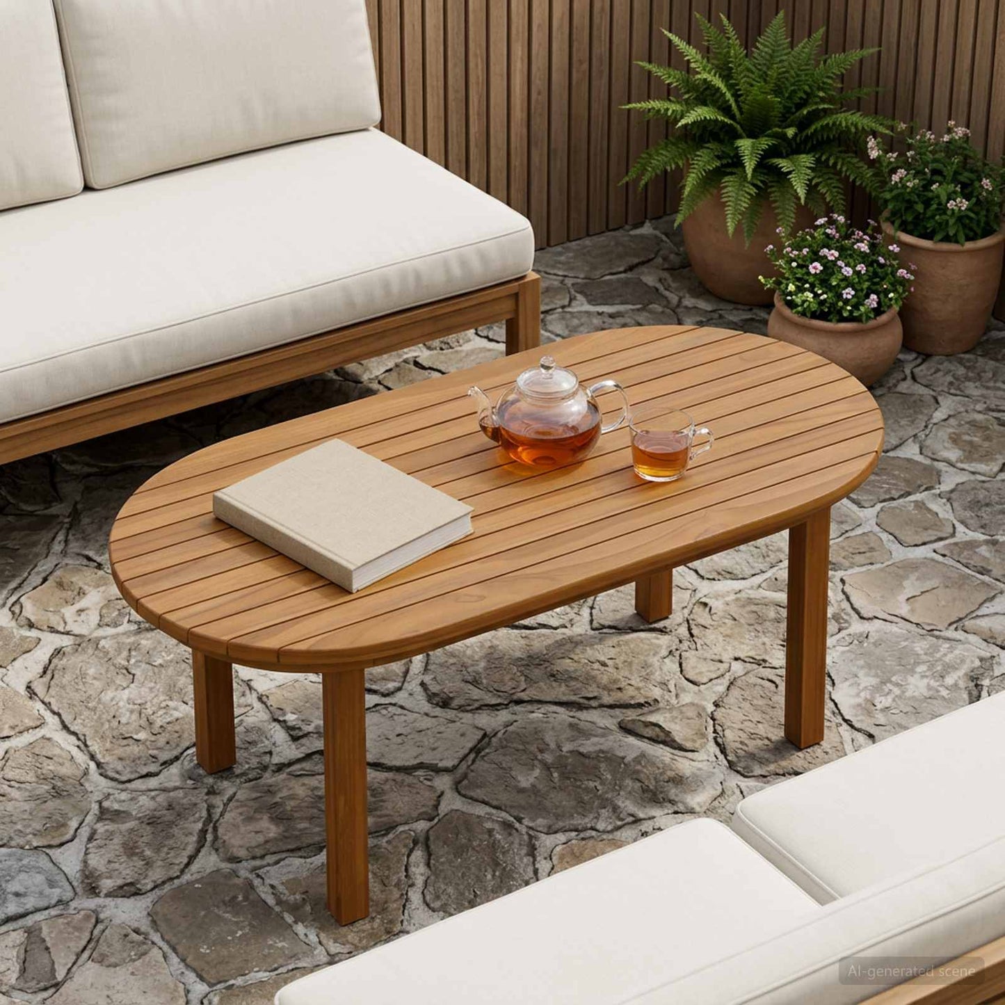 Tischplatte 80 x 40 x 3,5 cm Oval Massives Teakholz Natur