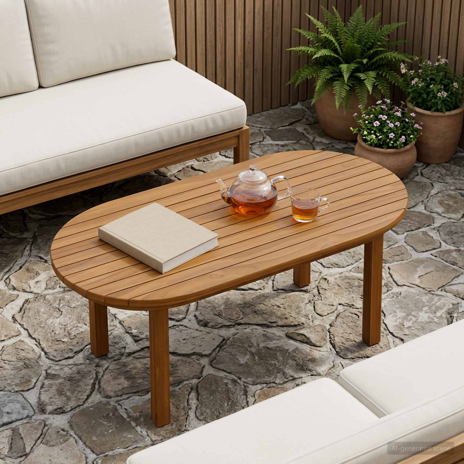 Tischplatte 80 x 40 x 3,5 cm Oval Massives Teakholz Natur