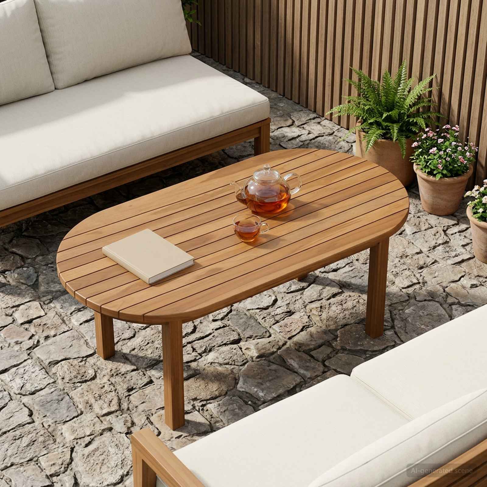Tischplatte 90 x 45 x 3,5 cm Oval Massives Teakholz Natur