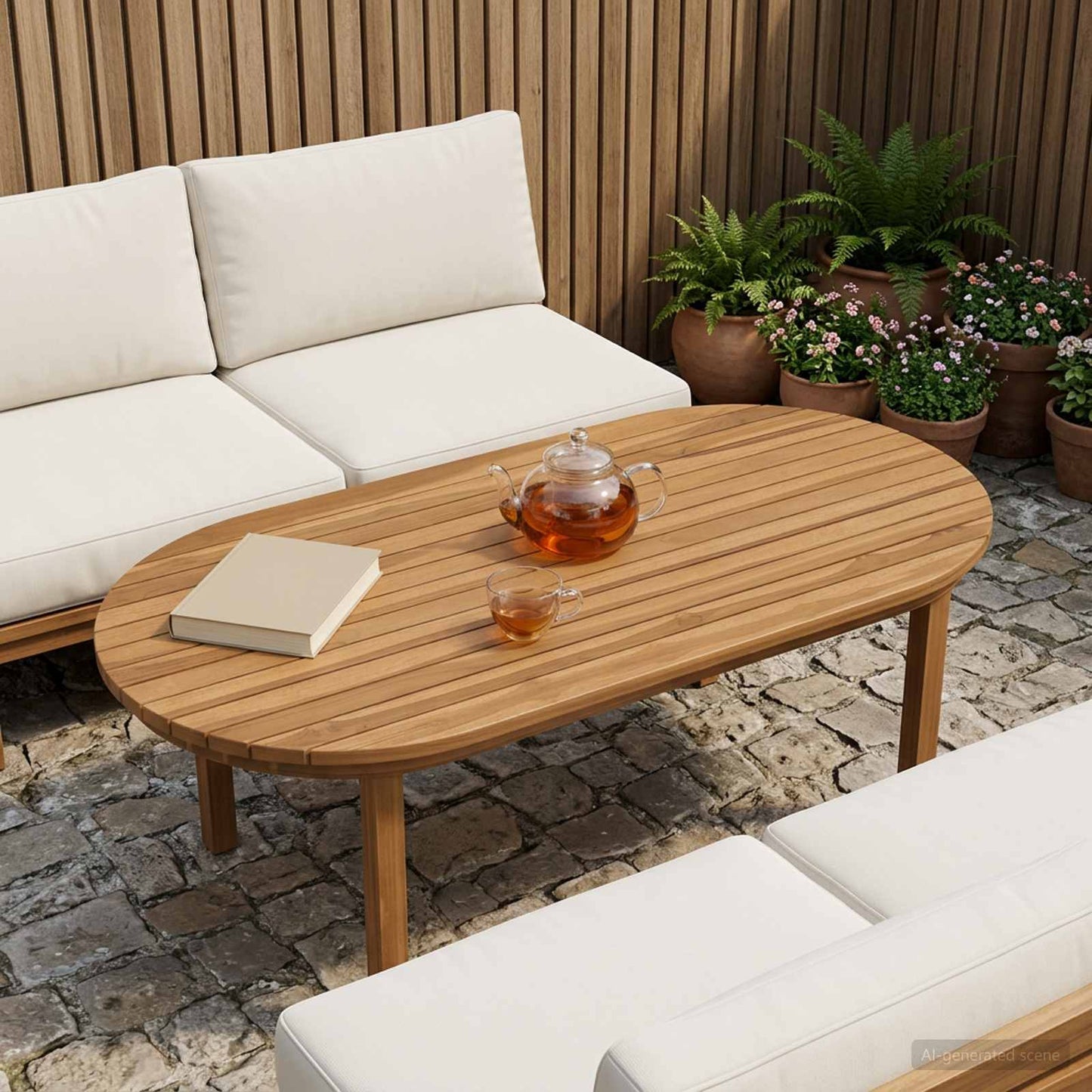Tischplatte 100 x 50 x 3,5 cm Oval Massives Teakholz Natur