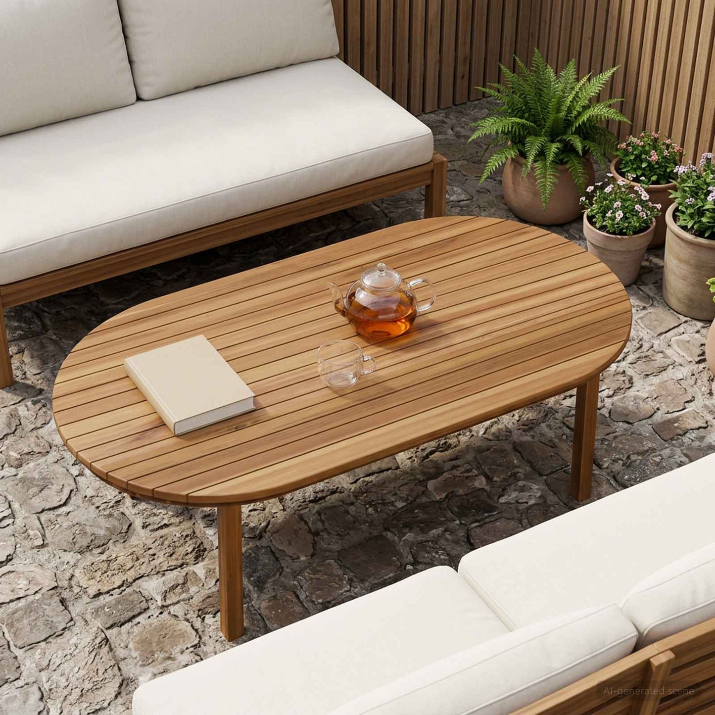 Tischplatte 110 x 55 x 3,5 cm Oval Massives Teakholz Natur