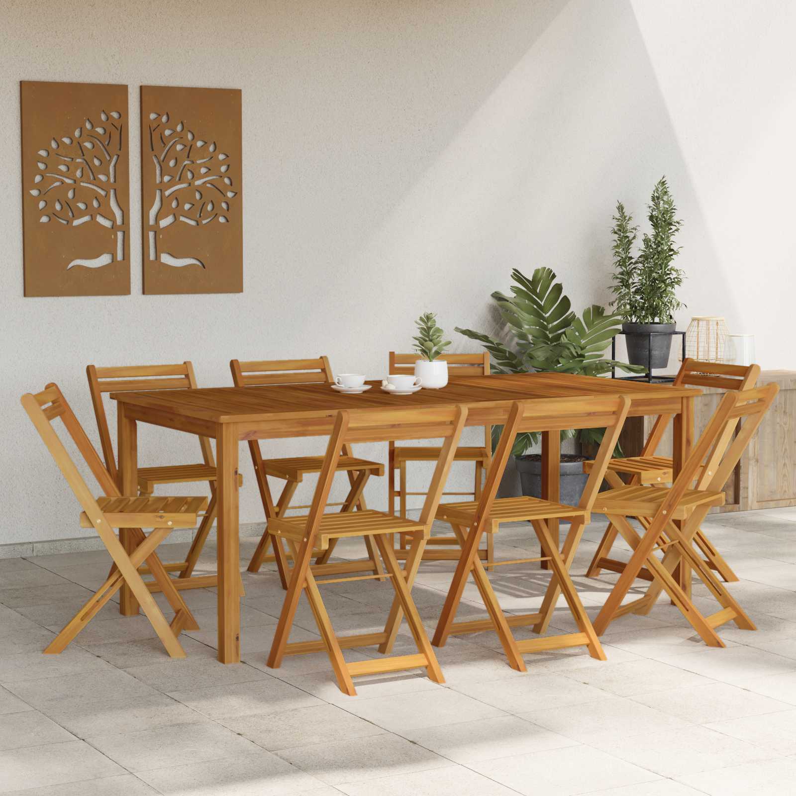 Außen Bistro-Stühle 8 stk. Natur Massivholz Akazie