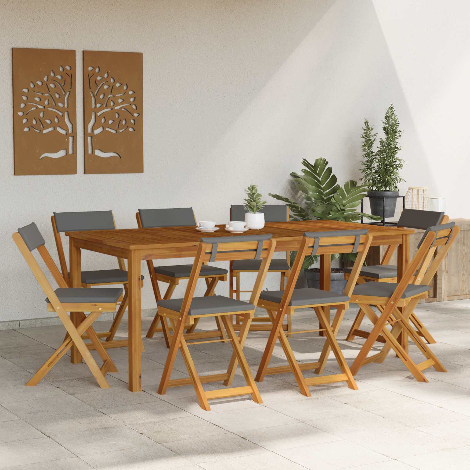 Außen Bistro-Stühle 8 stk. Dunkelgrau Massivholz Akazie