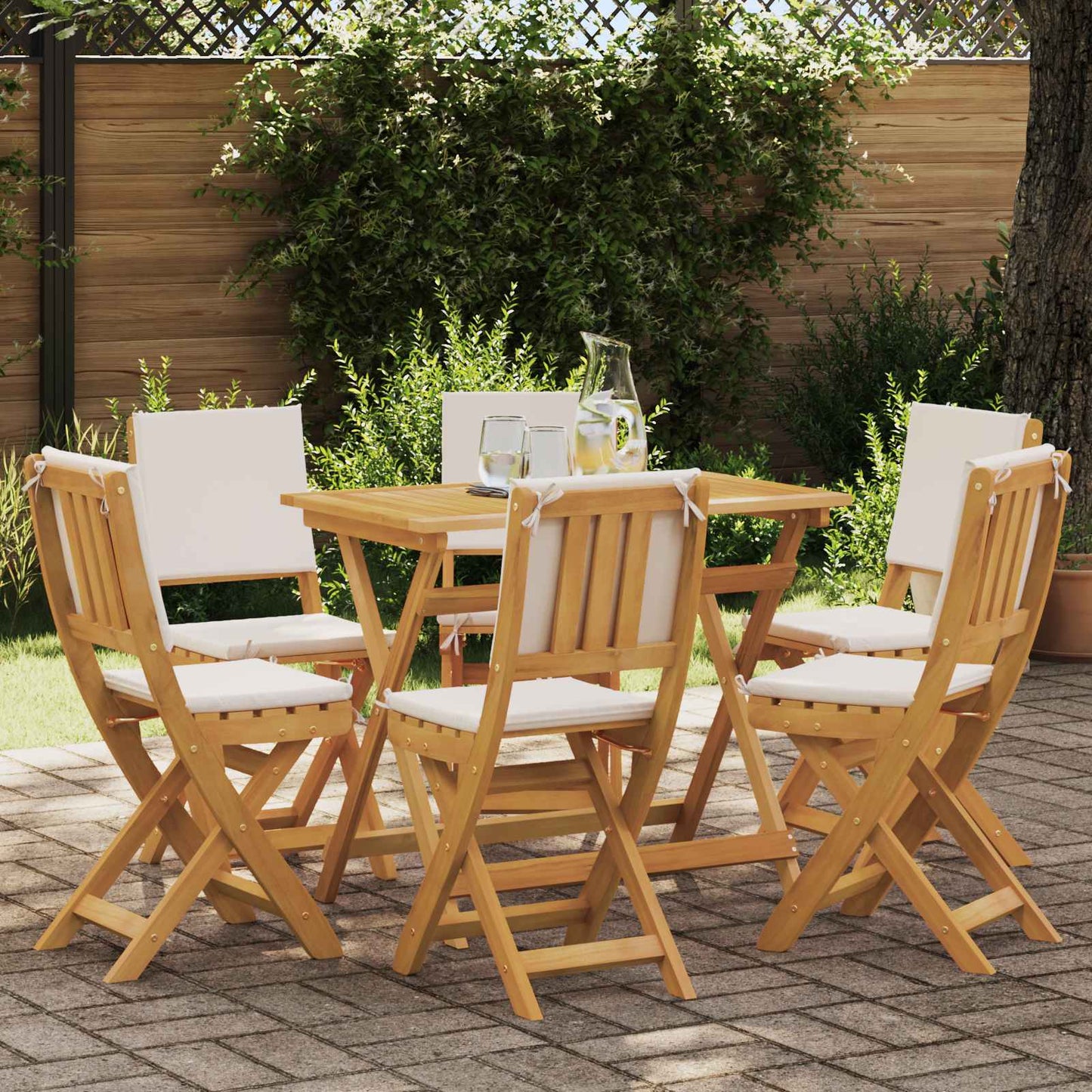 Gartenstuhl 6 pcs Cremeweiß 38 x 46 x 85 cm Massivholz Akazie
