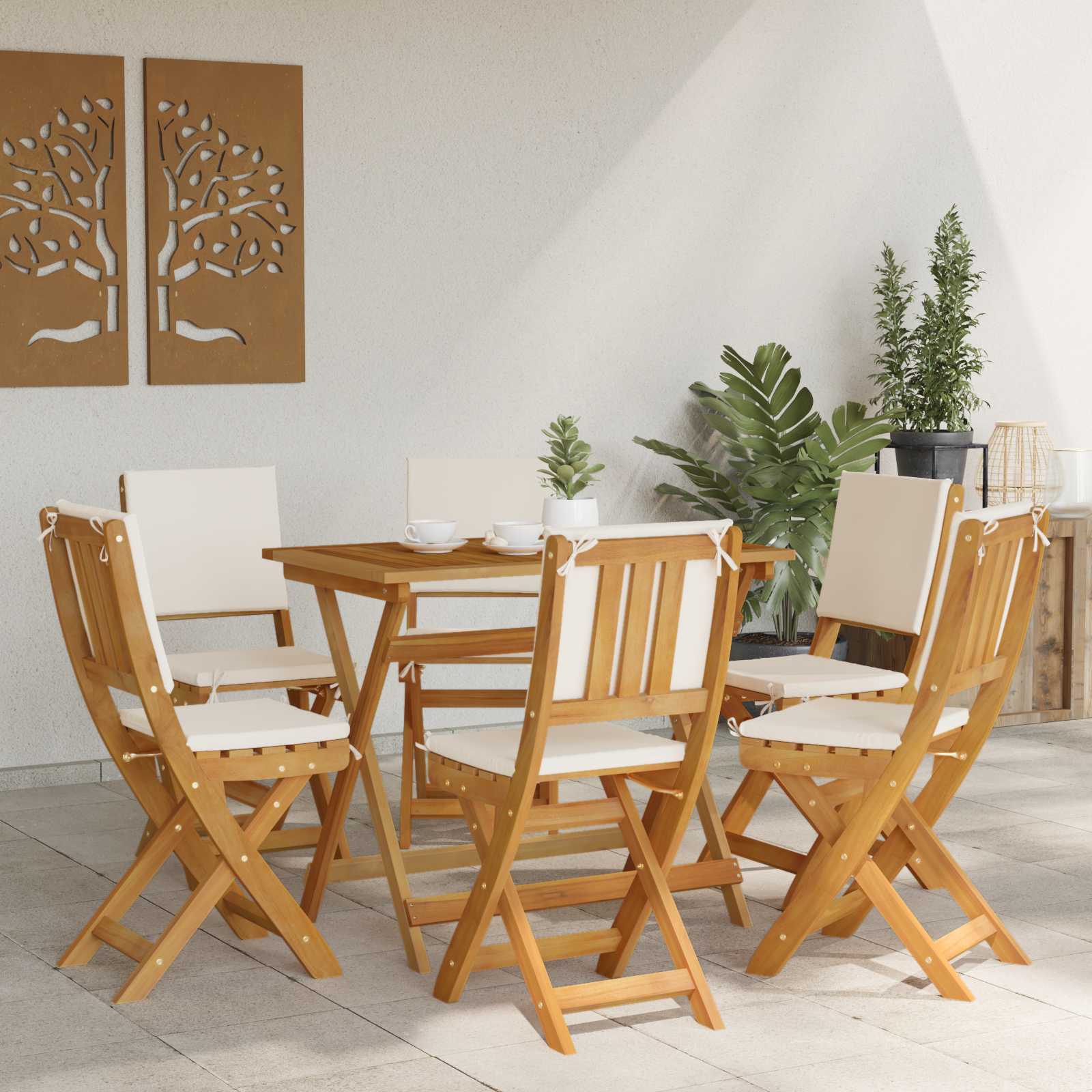 Gartenstuhl 6 pcs Cremeweiß 38 x 46 x 85 cm Massivholz Akazie
