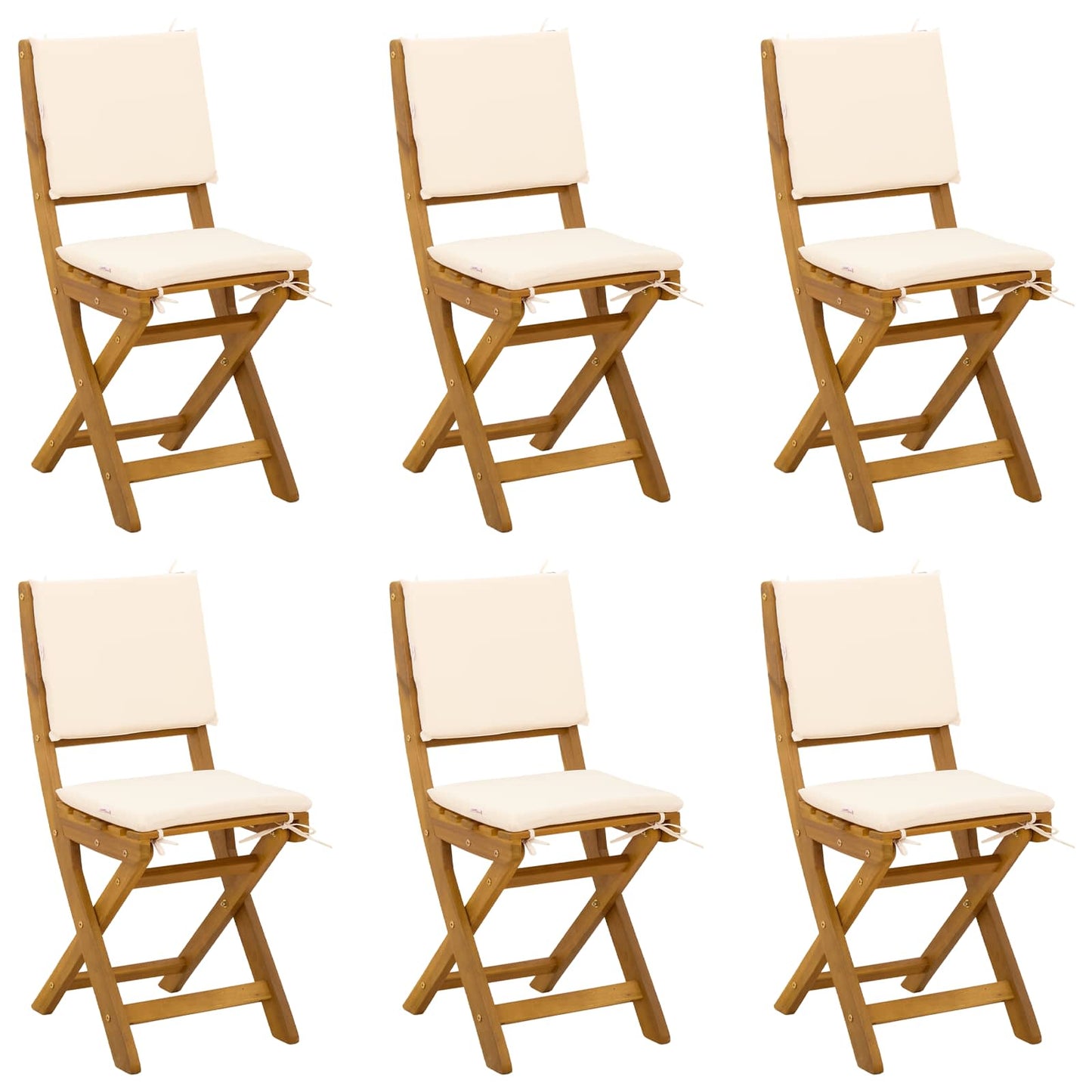 Gartenstuhl 6 pcs Cremeweiß 38 x 46 x 85 cm Massivholz Akazie
