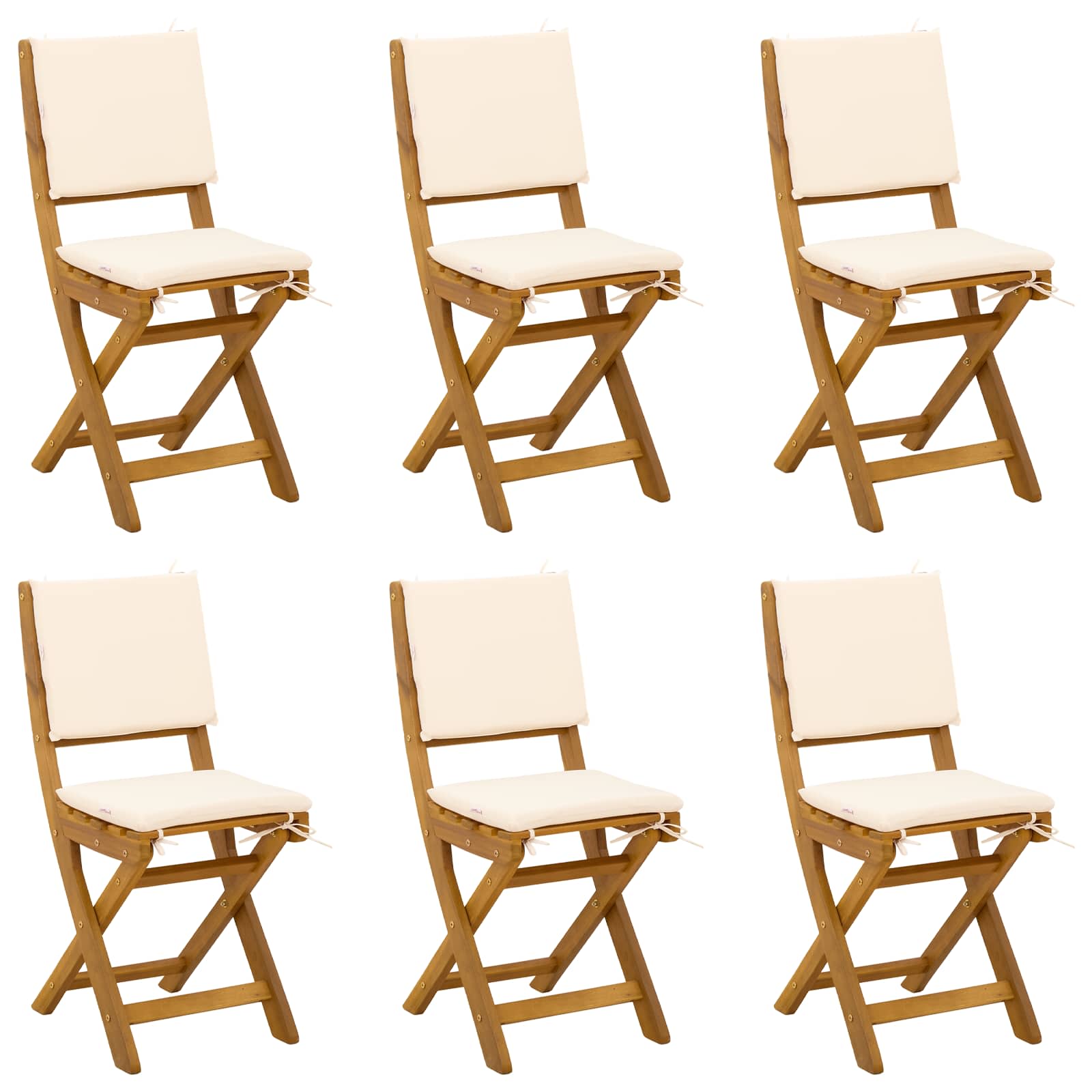 Gartenstuhl 6 pcs Cremeweiß 38 x 46 x 85 cm Massivholz Akazie