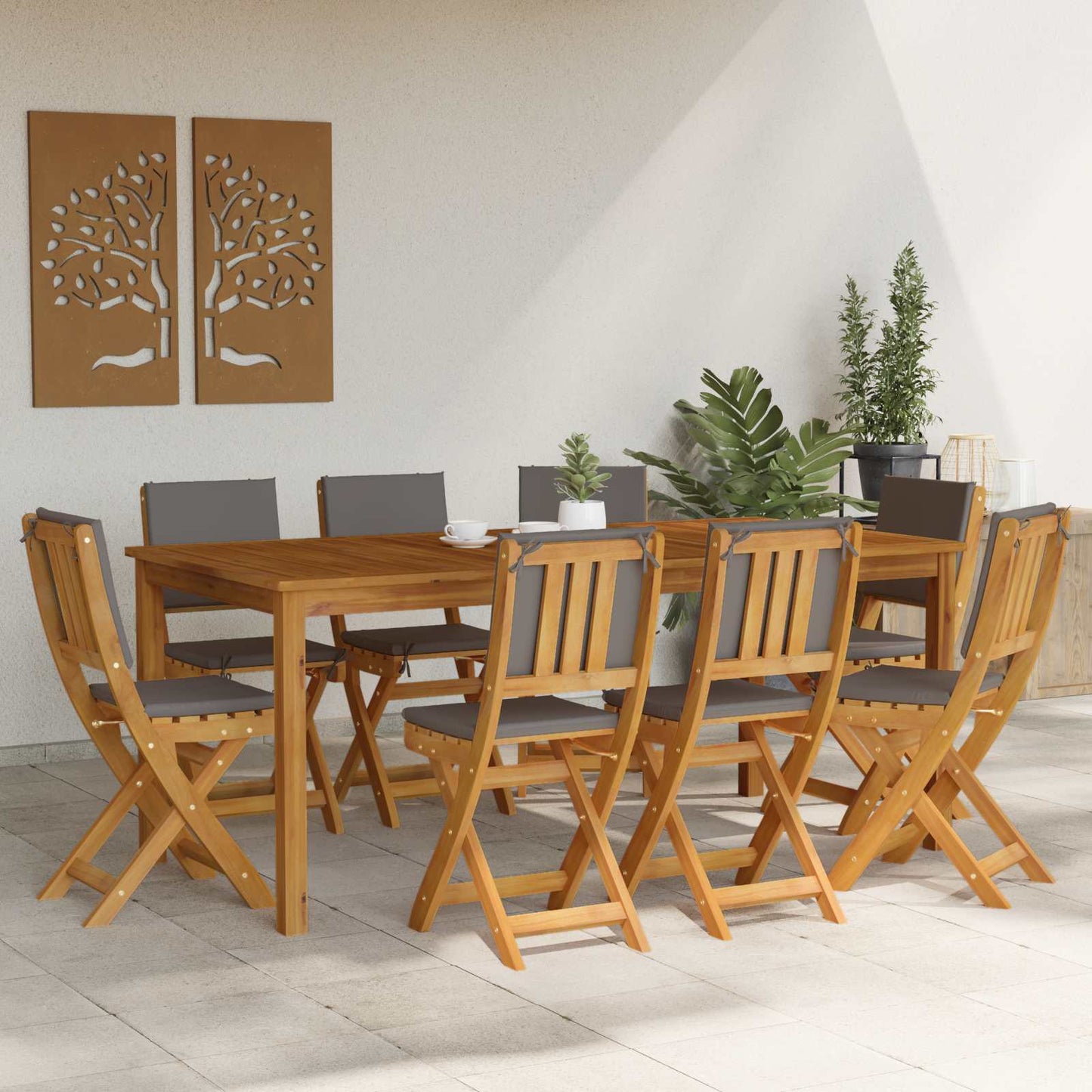Gartenstuhl 8 pcs Dunkelgrau 38 x 46 x 85 cm Massivholz Akazie