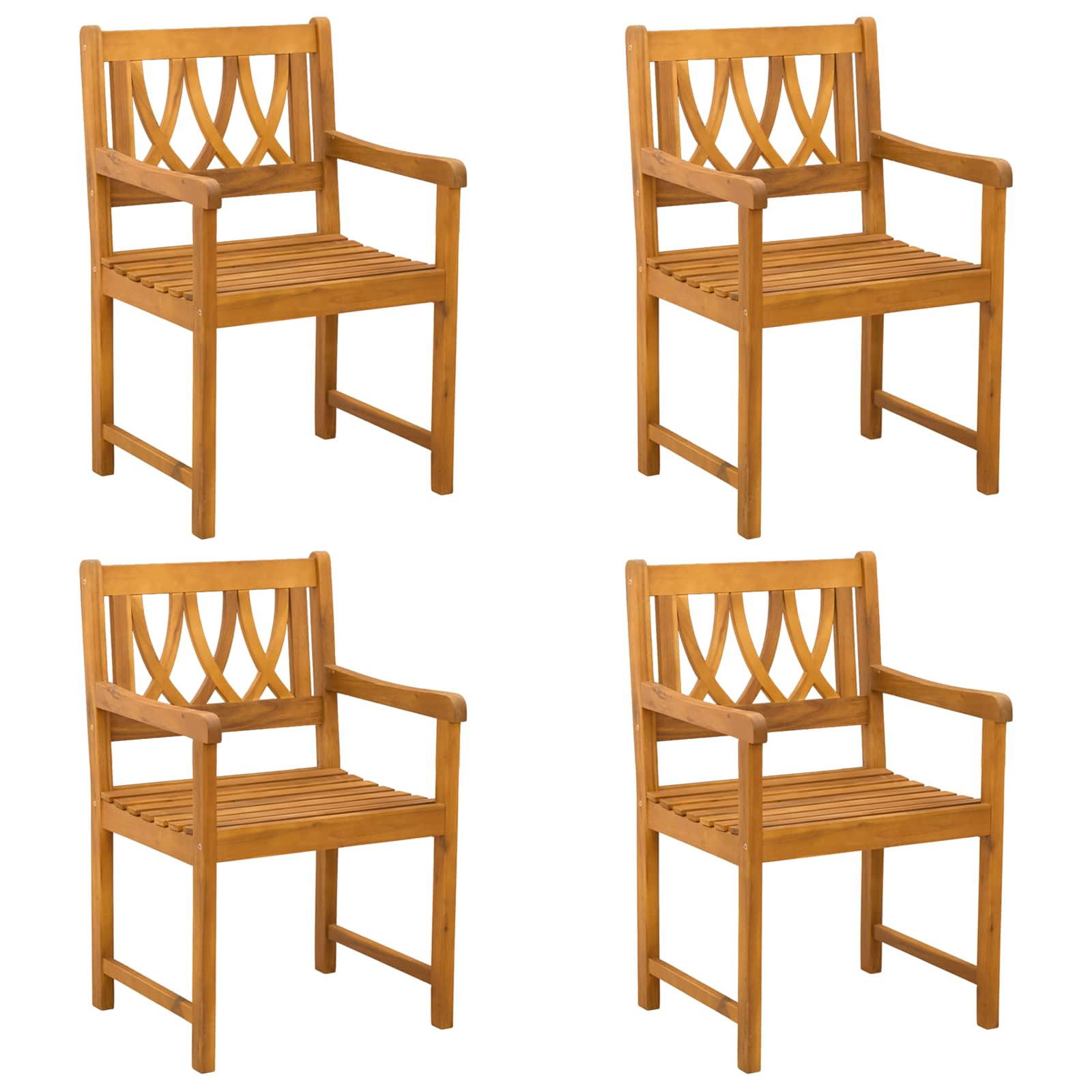 Gartenstühle 4 pcs Natur Massives Akazienholz