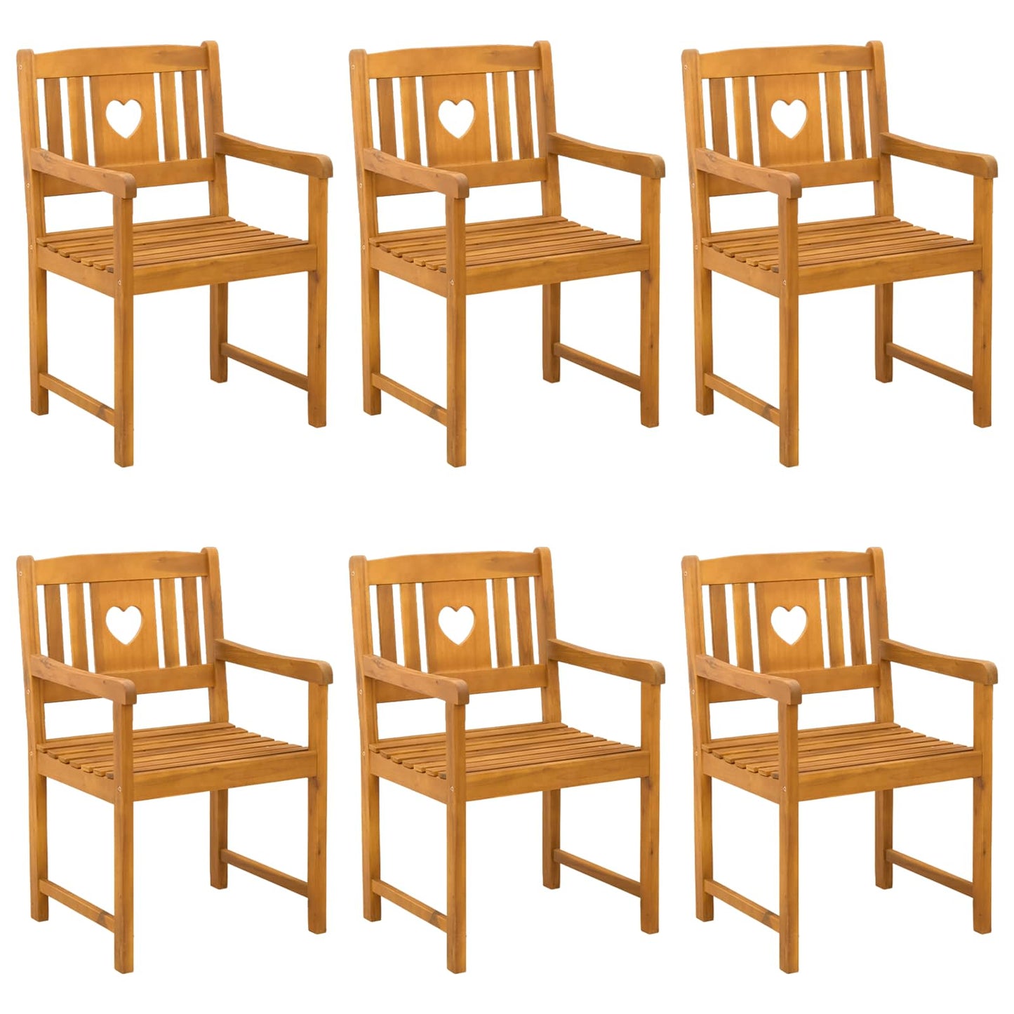 Gartenstühle 6 pcs Natur Massives Akazienholz