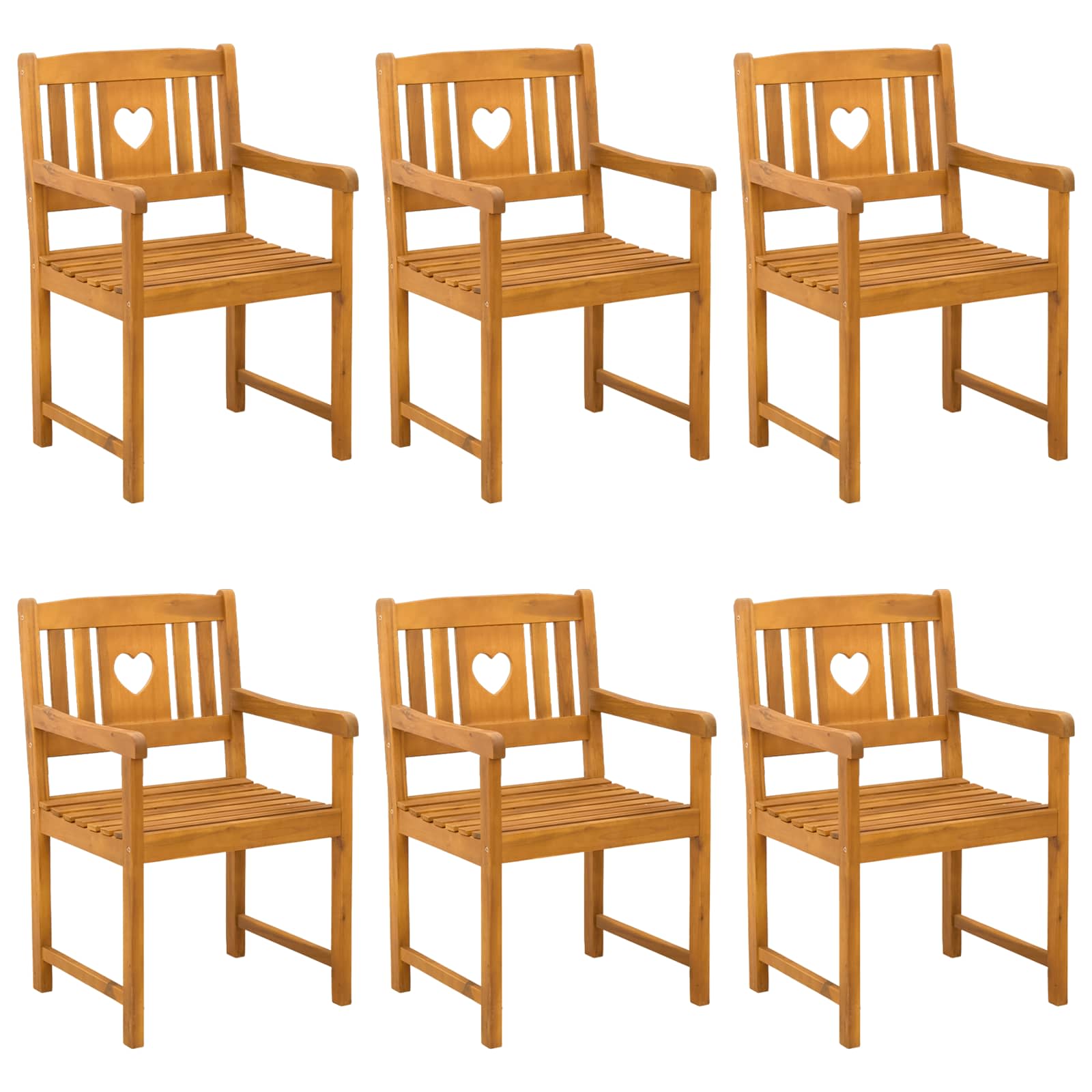 Gartenstühle 6 pcs Natur Massives Akazienholz