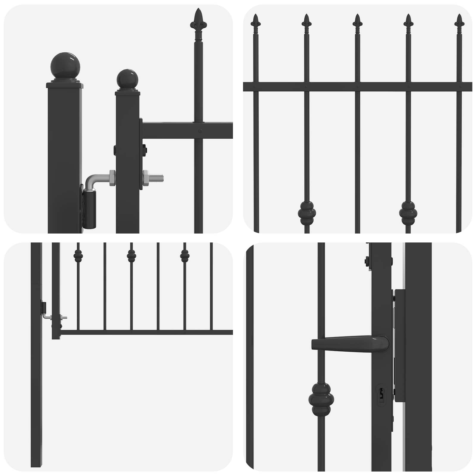 Zauntor ASTEN 100 x 75 cm Metall Schwarz Abschließbar
