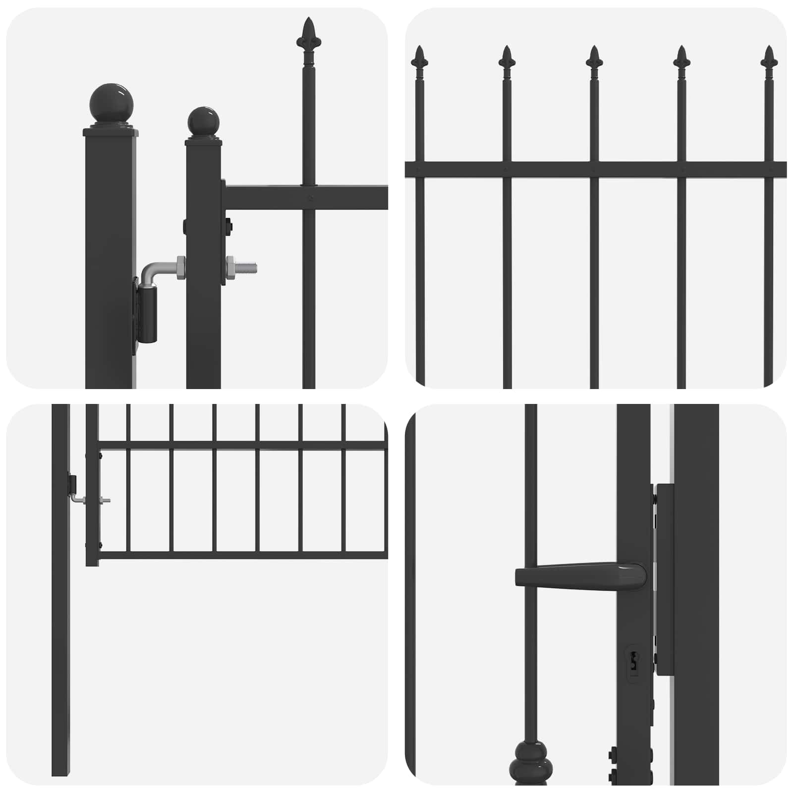 Zauntor ASTEN 100 x 175 cm Metall Schwarz Abschließbar