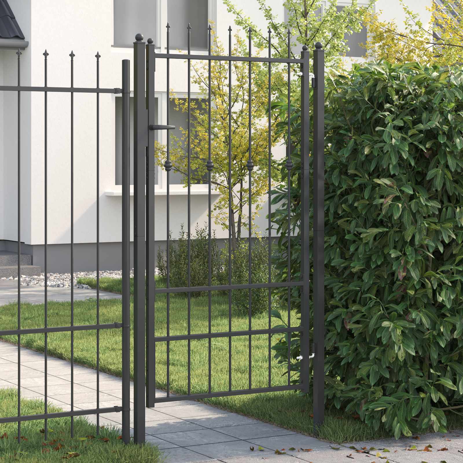 Zauntor ASTEN 100 x 175 cm Metall Schwarz Abschließbar