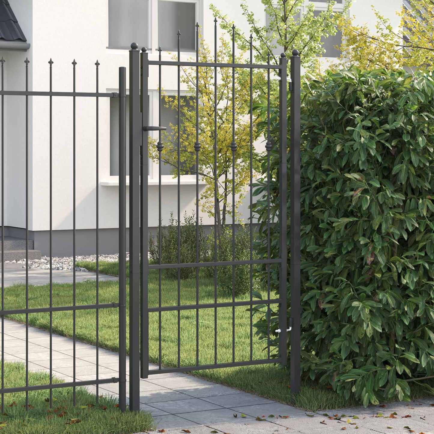 Zauntor ASTEN 100 x 175 cm Metall Schwarz Abschließbar
