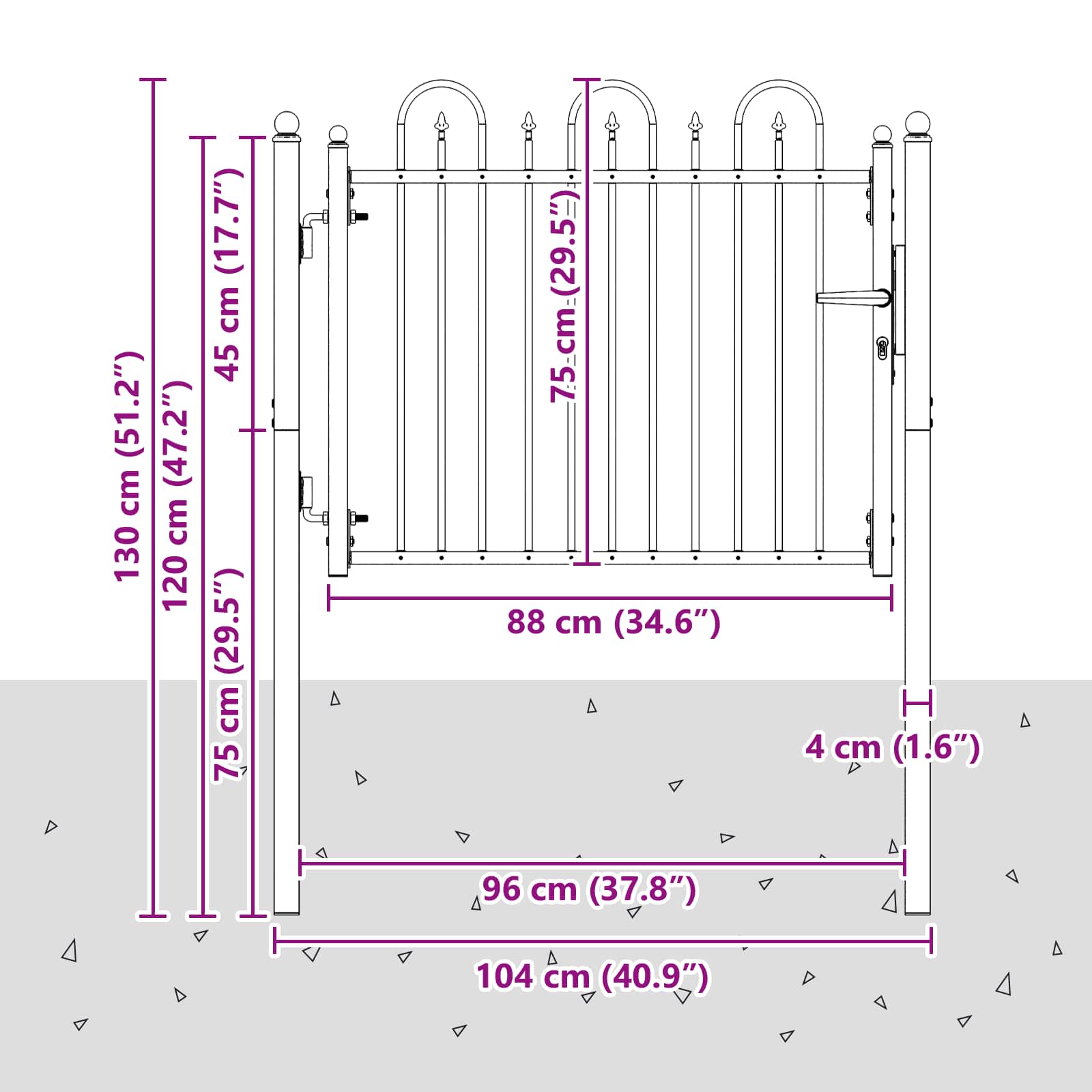 Zauntor DRONTEN 100 x 75 cm Metall Schwarz Abschließbar