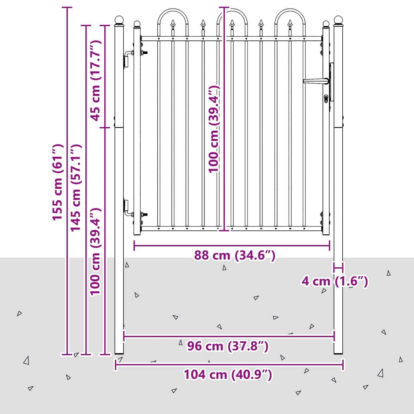 Zauntor DRONTEN 100 x 100 cm Metall Schwarz Abschließbar