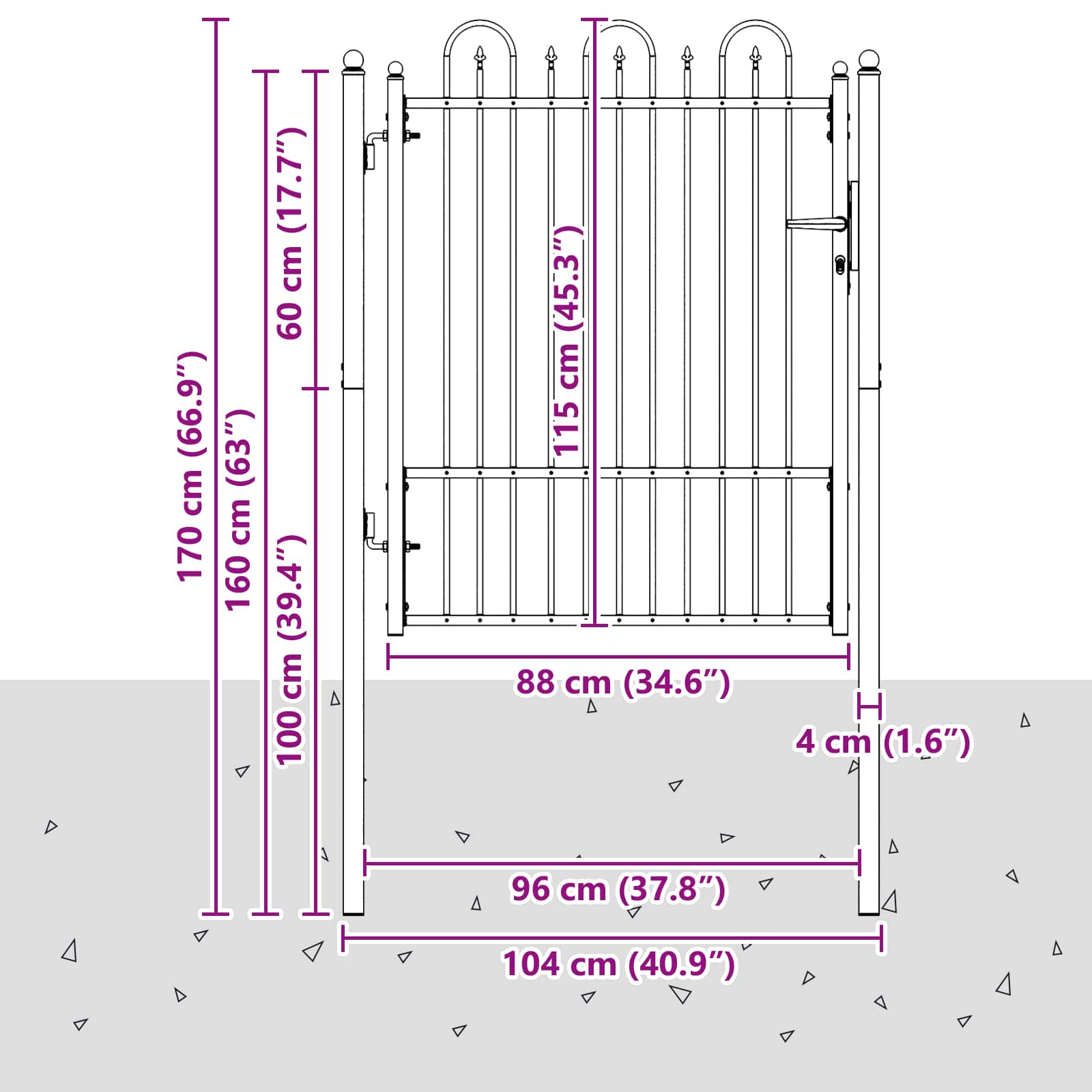Zauntor DRONTEN 100 x 125 cm Metall Schwarz Abschließbar