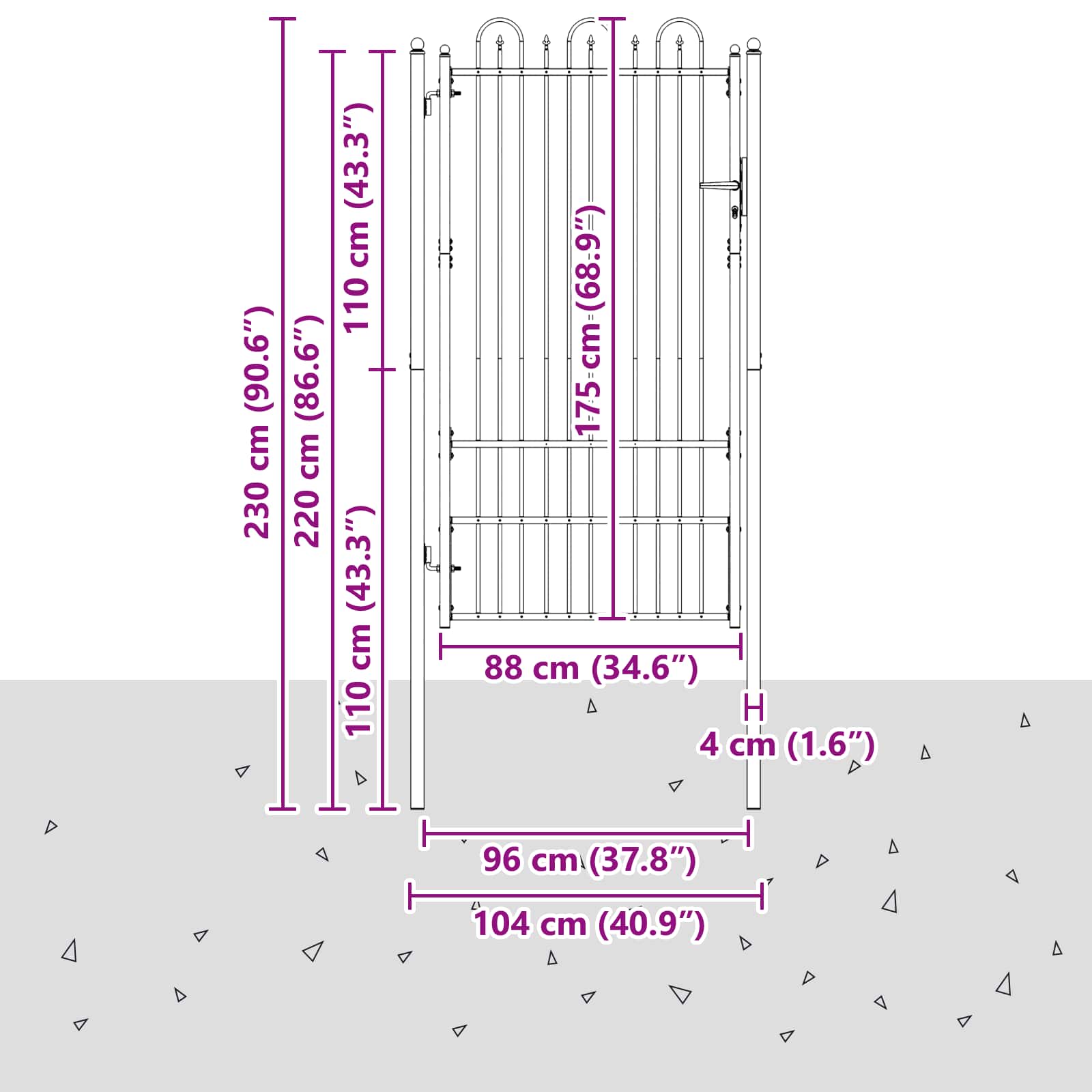 Zauntor DRONTEN 100 x 175 cm Stahl Schwarz Abschließbar