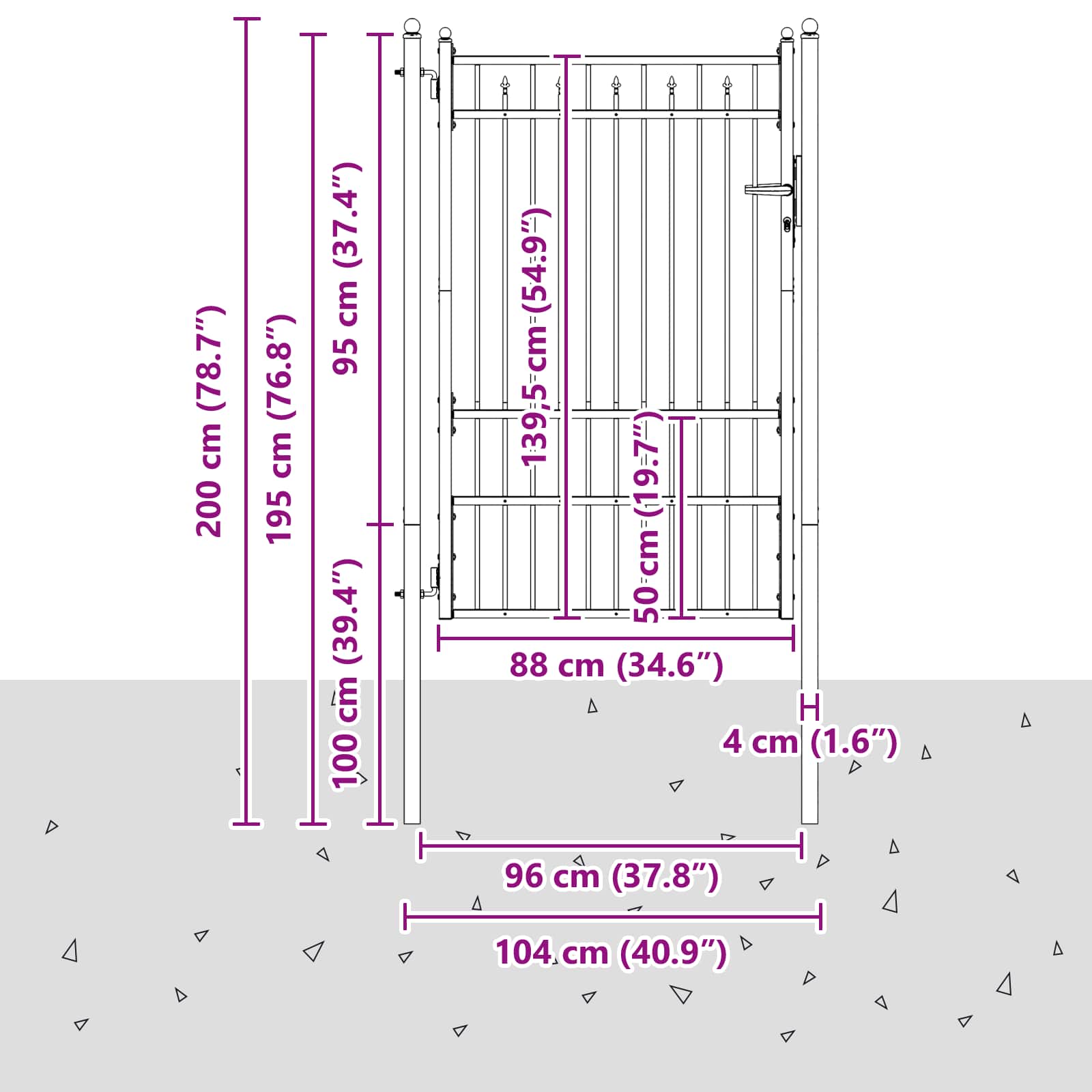 Zauntor BAARLO 100 x 150 cm Metall Schwarz Abschließbar